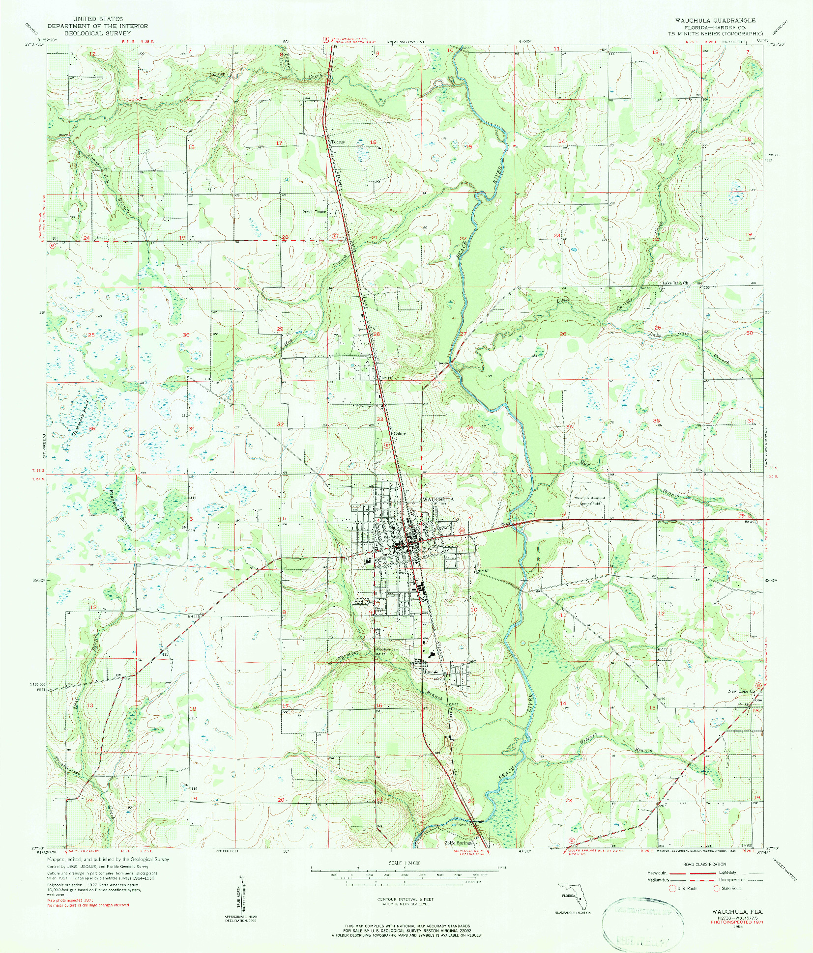 USGS 1:24000-SCALE QUADRANGLE FOR WAUCHULA, FL 1955