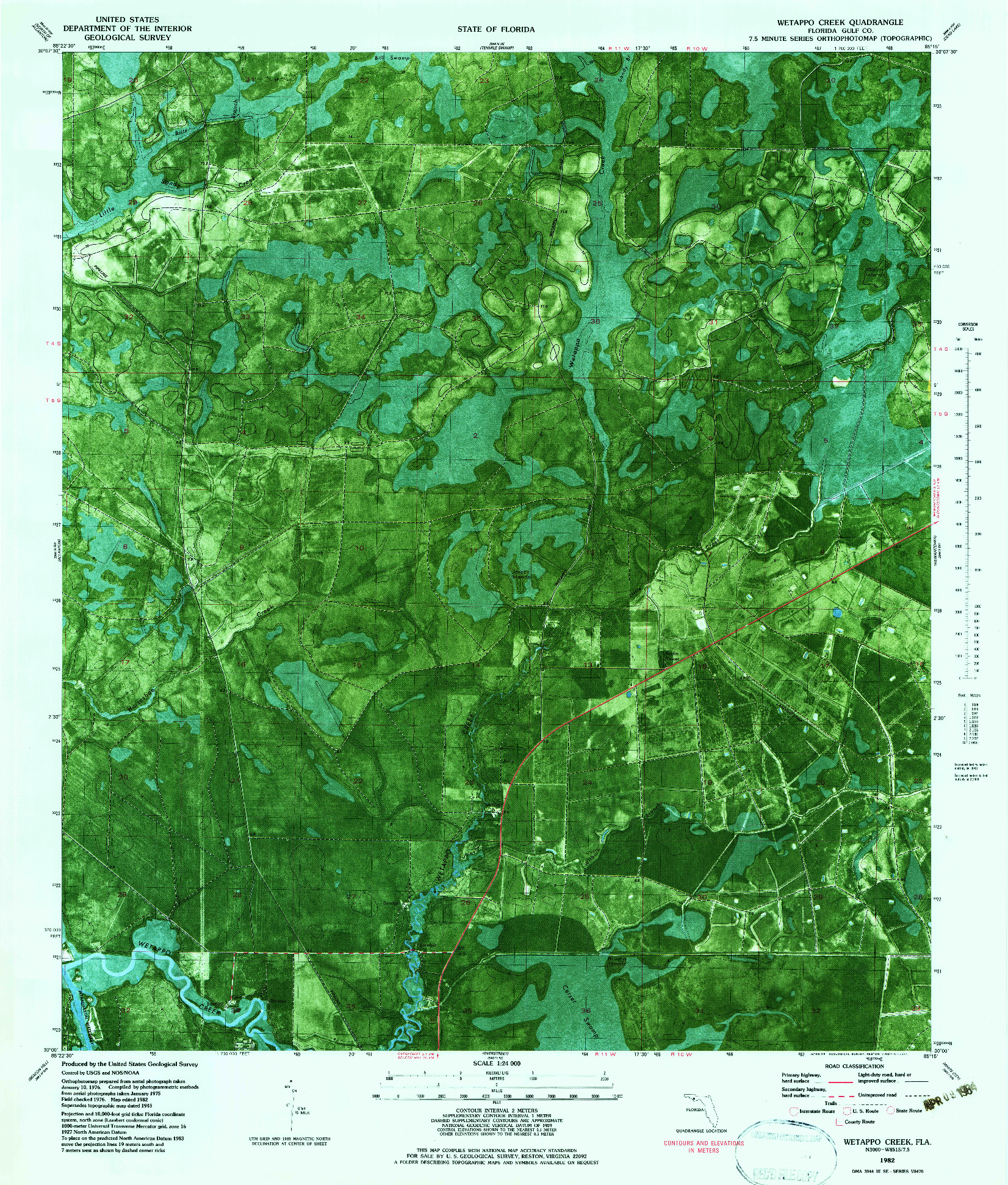 USGS 1:24000-SCALE QUADRANGLE FOR WETAPPO CREEK, FL 1982