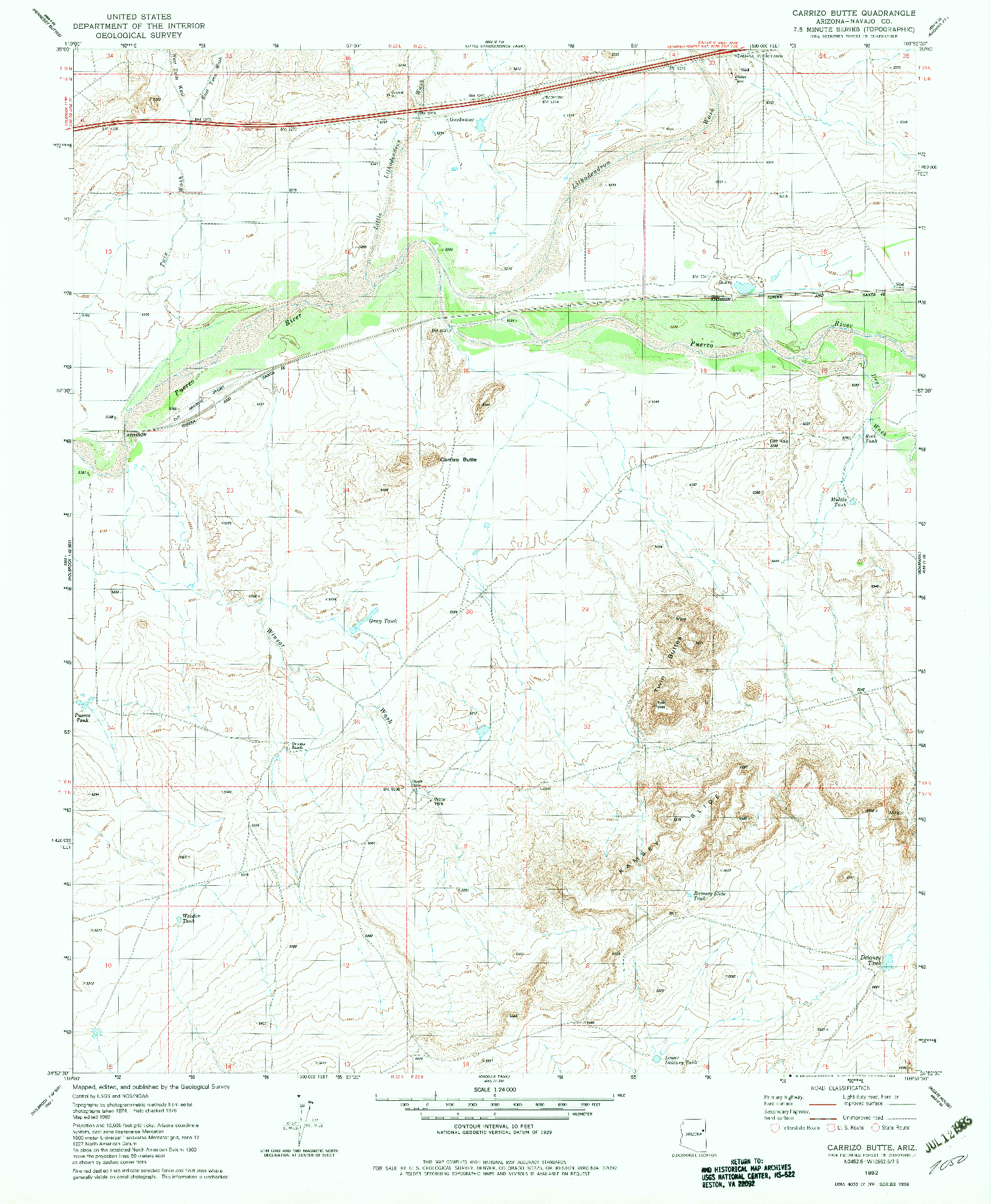 USGS 1:24000-SCALE QUADRANGLE FOR CARRIZO BUTTE, AZ 1982