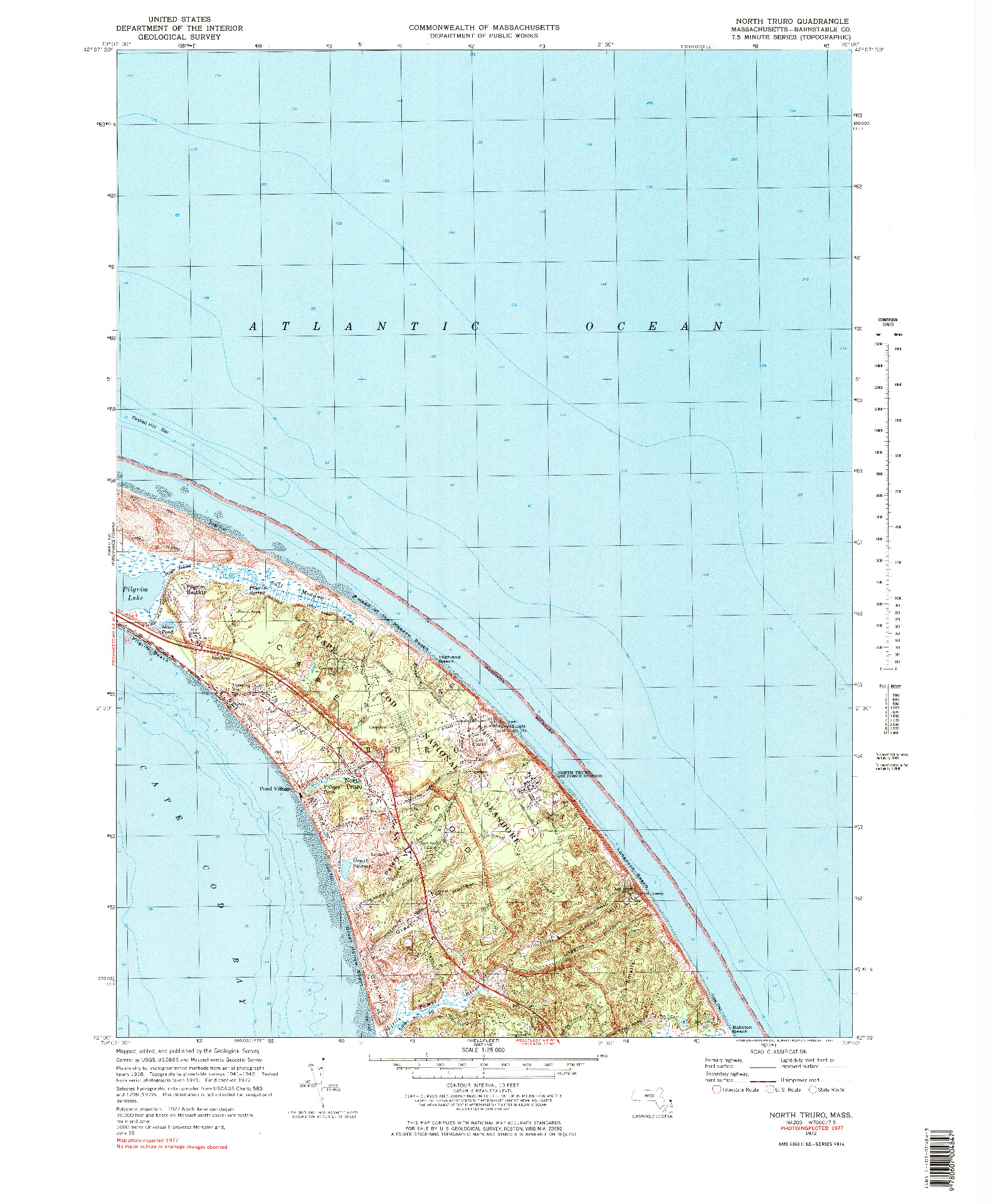 USGS 1:25000-SCALE QUADRANGLE FOR NORTH TRURO, MA 1972