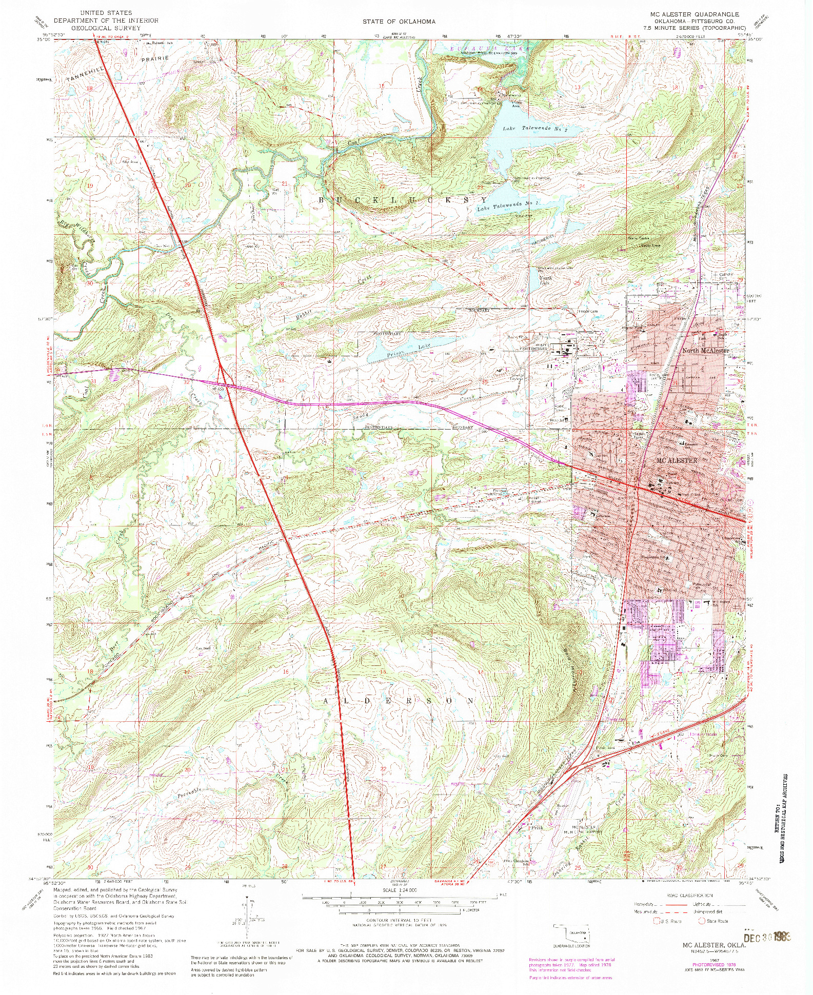 USGS 1:24000-SCALE QUADRANGLE FOR MC ALESTER, OK 1967