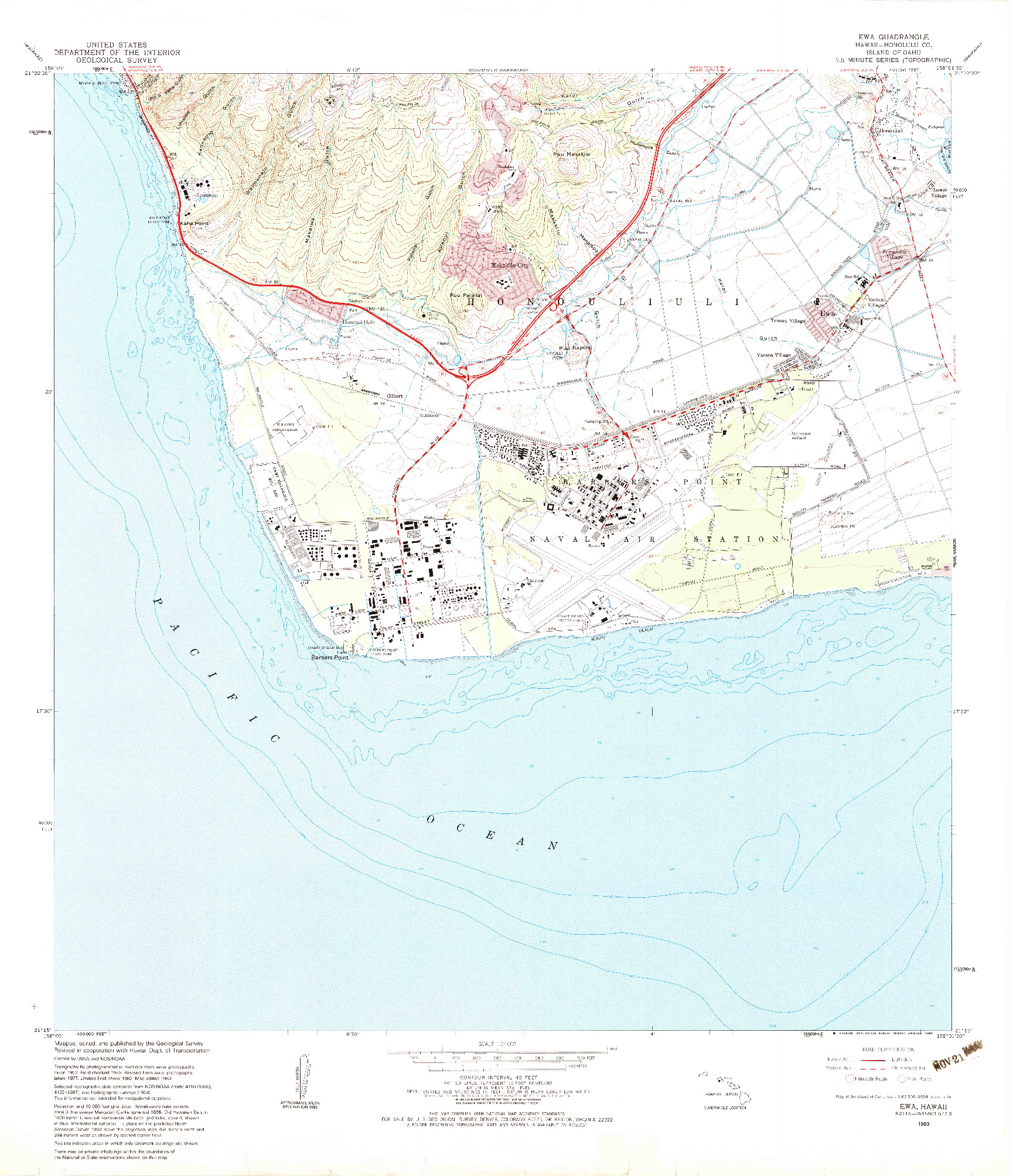 USGS 1:24000-SCALE QUADRANGLE FOR EWA, HI 1983