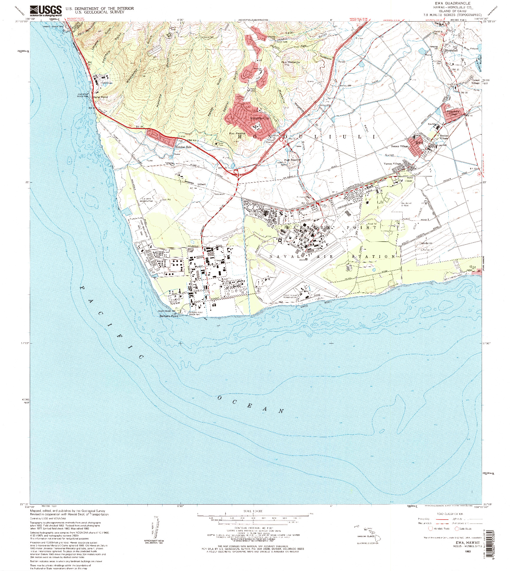 USGS 1:24000-SCALE QUADRANGLE FOR EWA, HI 1983