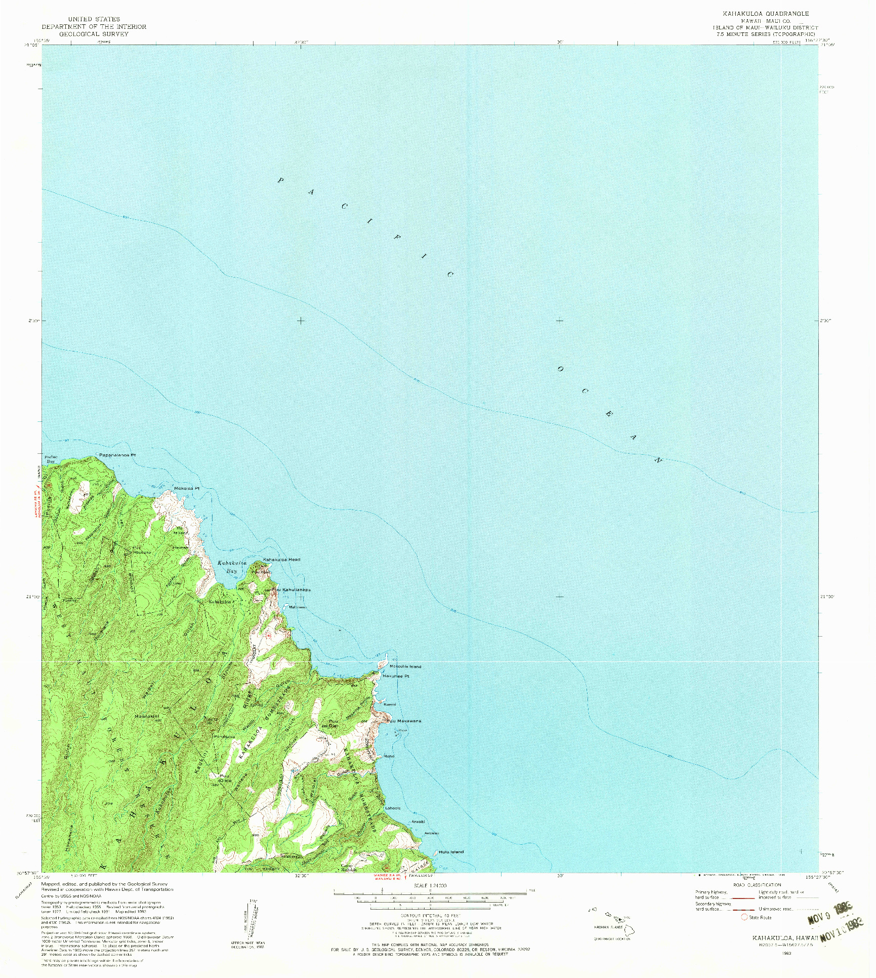 USGS 1:24000-SCALE QUADRANGLE FOR KAHAKULOA, HI 1983