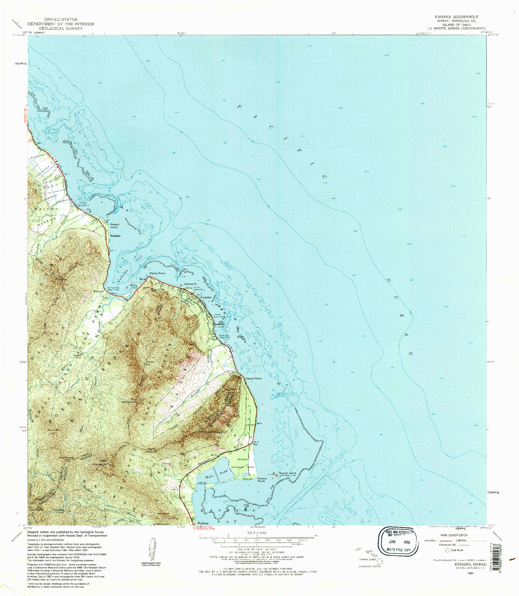 USGS 1:24000-SCALE QUADRANGLE FOR KAHANA, HI 1983