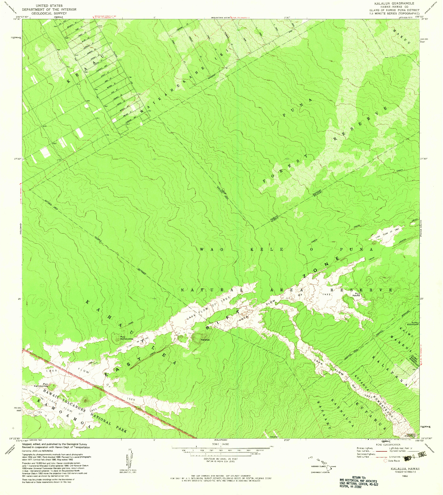 USGS 1:24000-SCALE QUADRANGLE FOR KALALUA, HI 1982