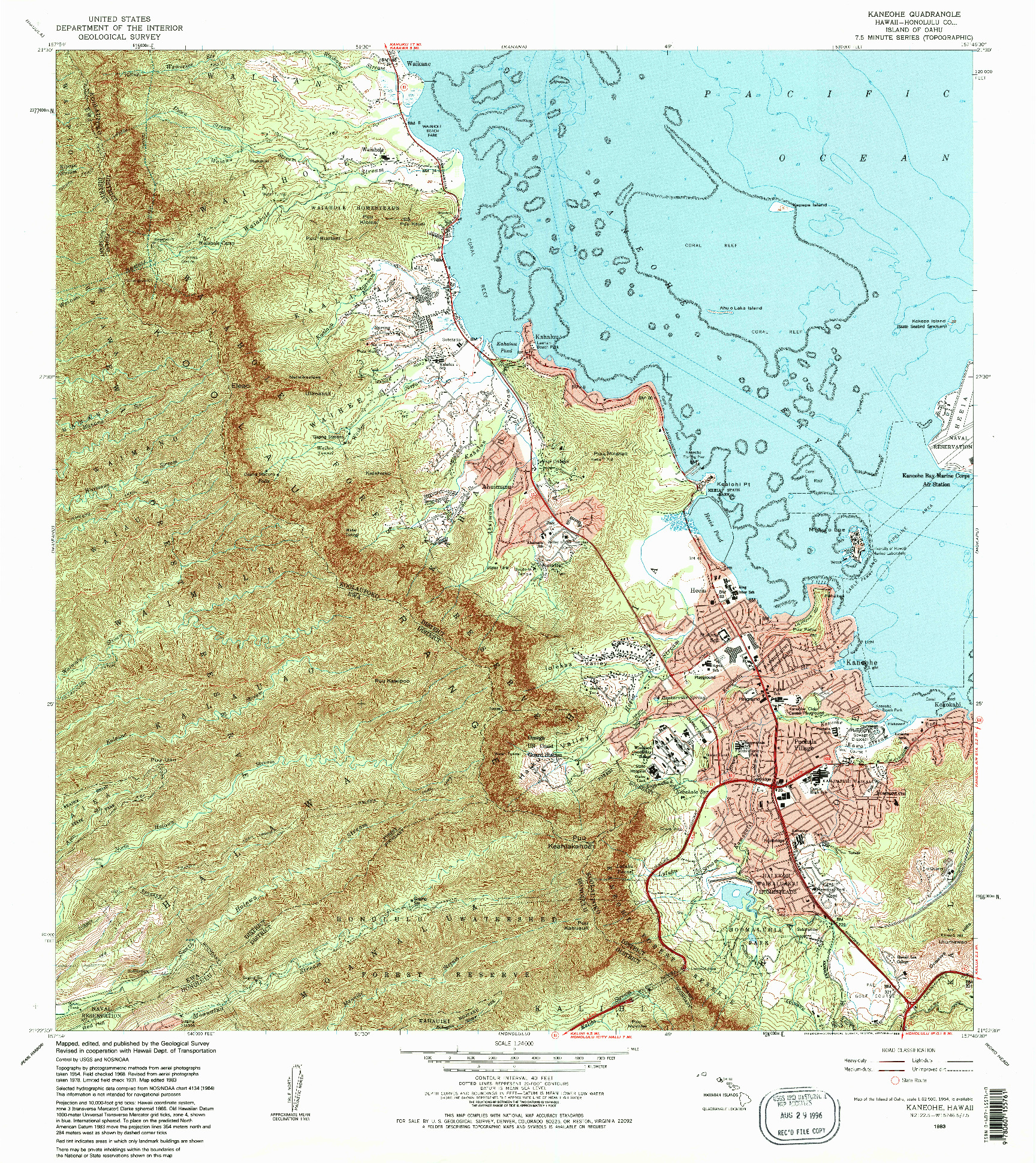 USGS 1:24000-SCALE QUADRANGLE FOR KANEOHE, HI 1983