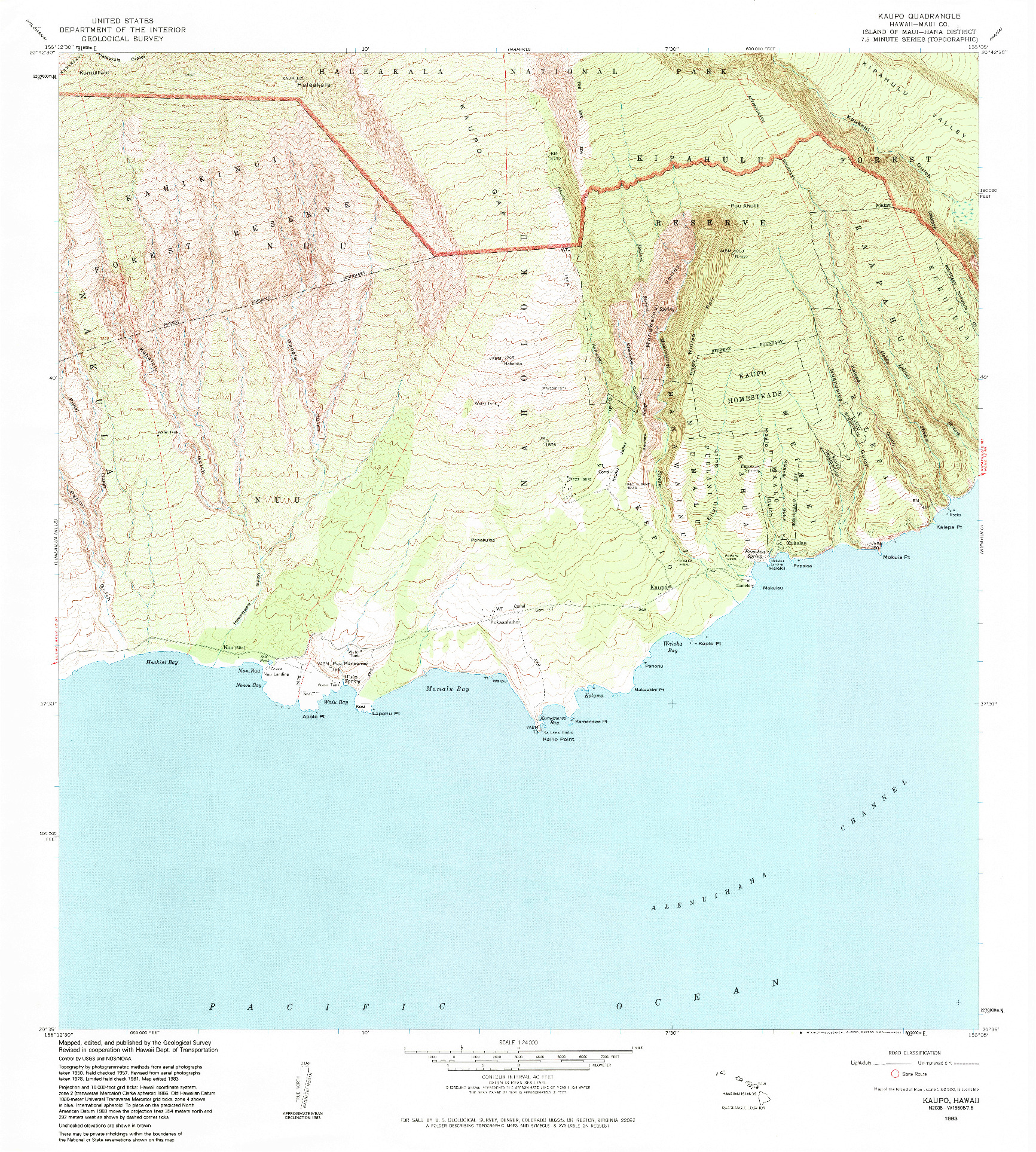 USGS 1:24000-SCALE QUADRANGLE FOR KAUPO, HI 1983