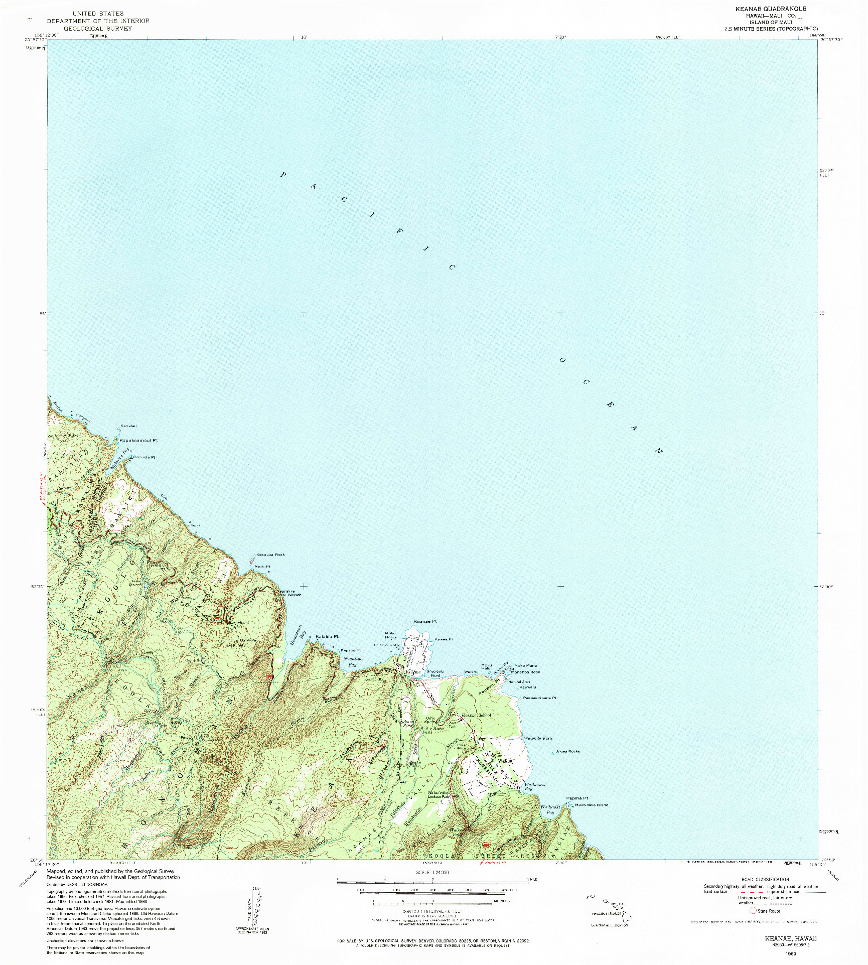 USGS 1:24000-SCALE QUADRANGLE FOR KEANAE, HI 1983