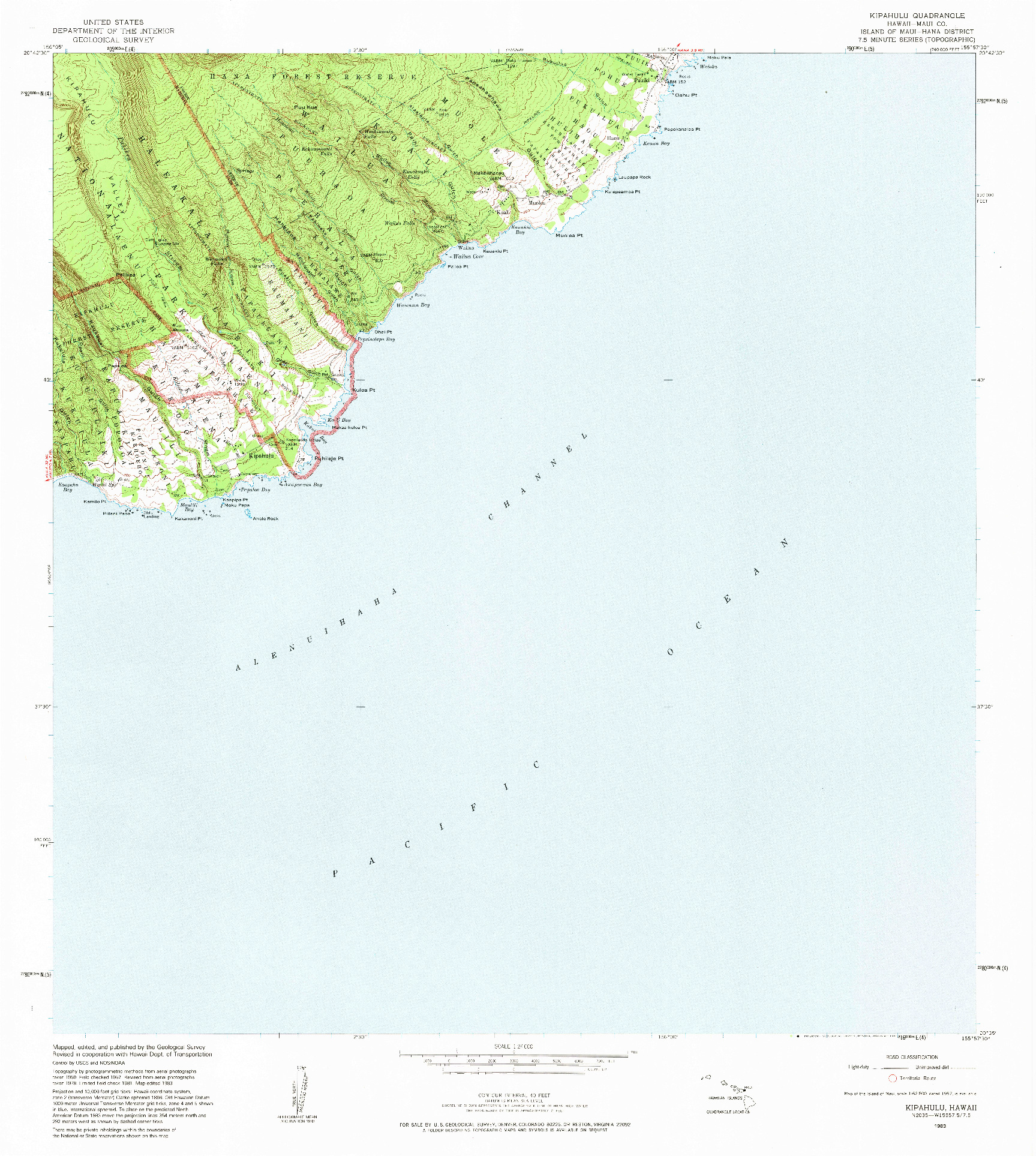 USGS 1:24000-SCALE QUADRANGLE FOR KIPAHULU, HI 1983