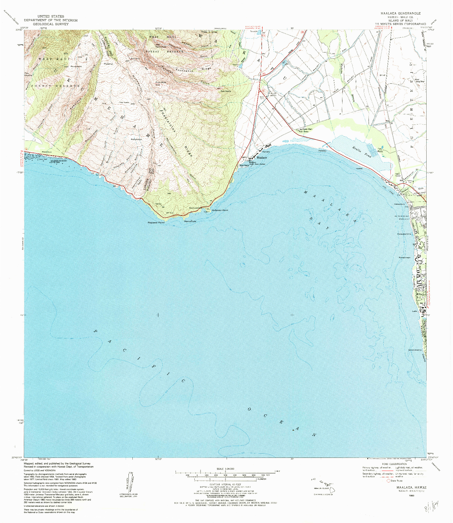 USGS 1:24000-SCALE QUADRANGLE FOR MAALAEA, HI 1983