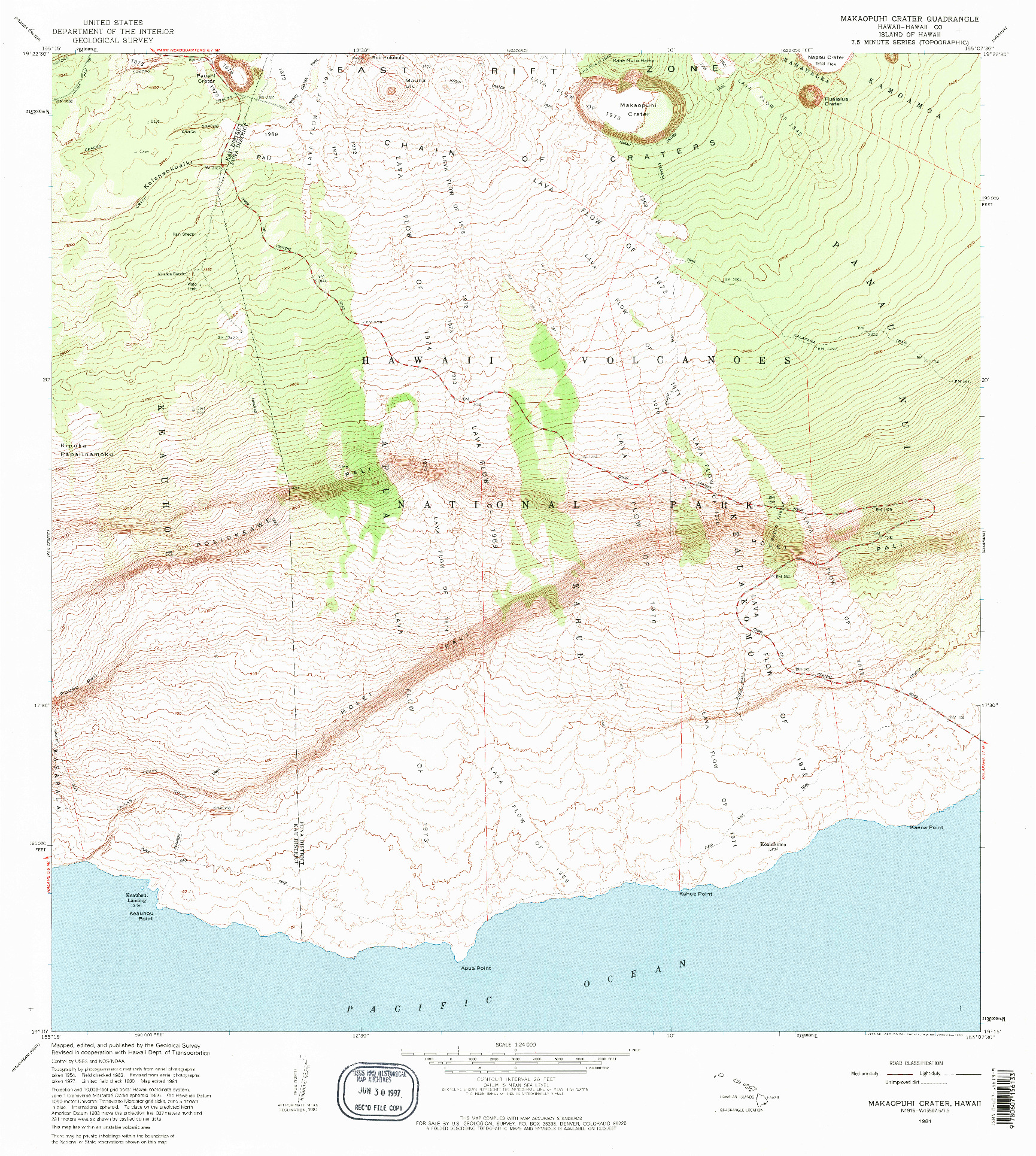 USGS 1:24000-SCALE QUADRANGLE FOR MAKAOPUHI CRATER, HI 1981