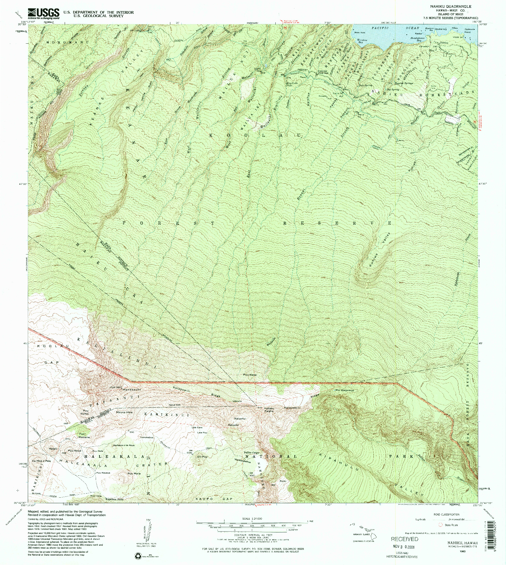 USGS 1:24000-SCALE QUADRANGLE FOR NAHIKU, HI 1983