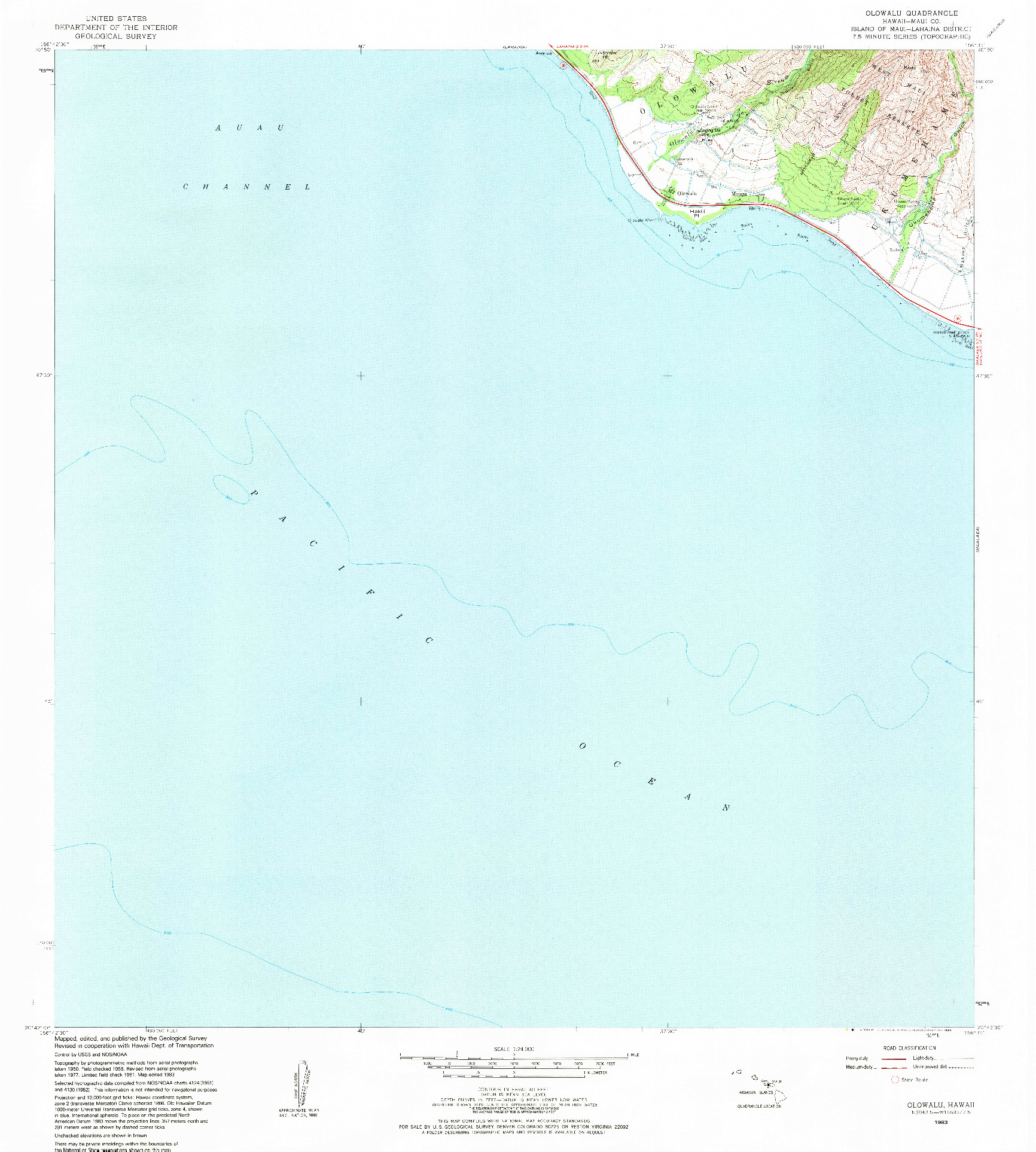 USGS 1:24000-SCALE QUADRANGLE FOR OLOWALU, HI 1983