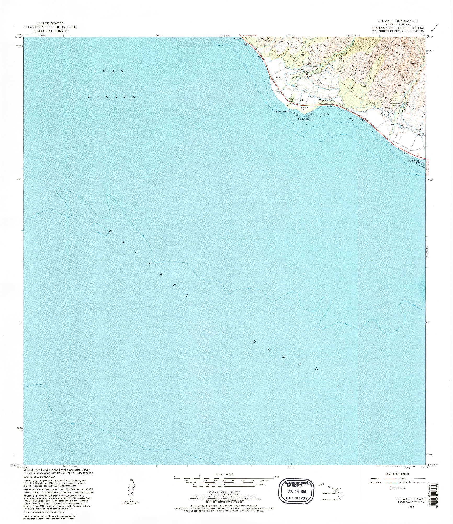 USGS 1:24000-SCALE QUADRANGLE FOR OLOWALU, HI 1983