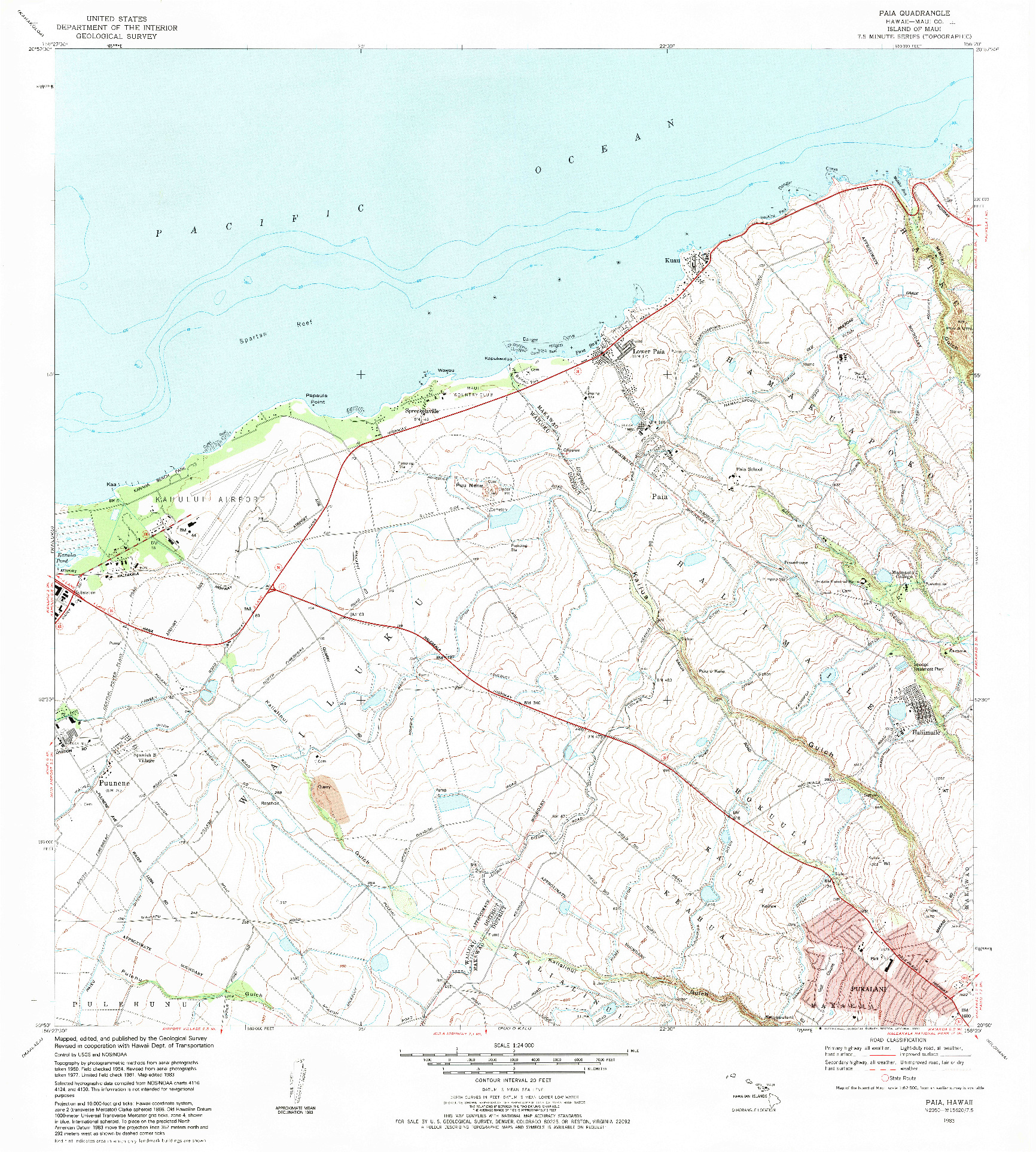 USGS 1:24000-SCALE QUADRANGLE FOR PAIA, HI 1983