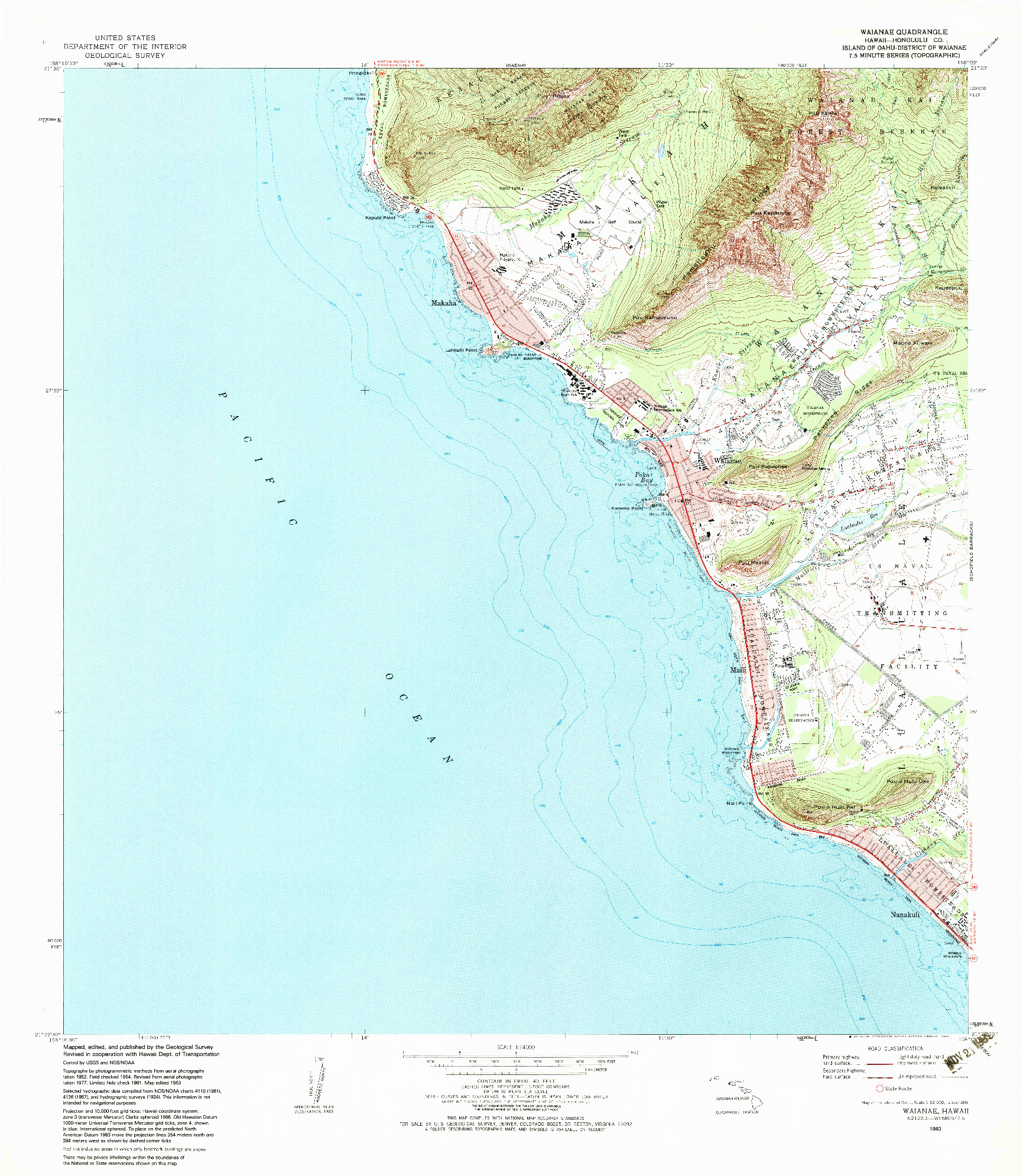 USGS 1:24000-SCALE QUADRANGLE FOR WAIANAE, HI 1983