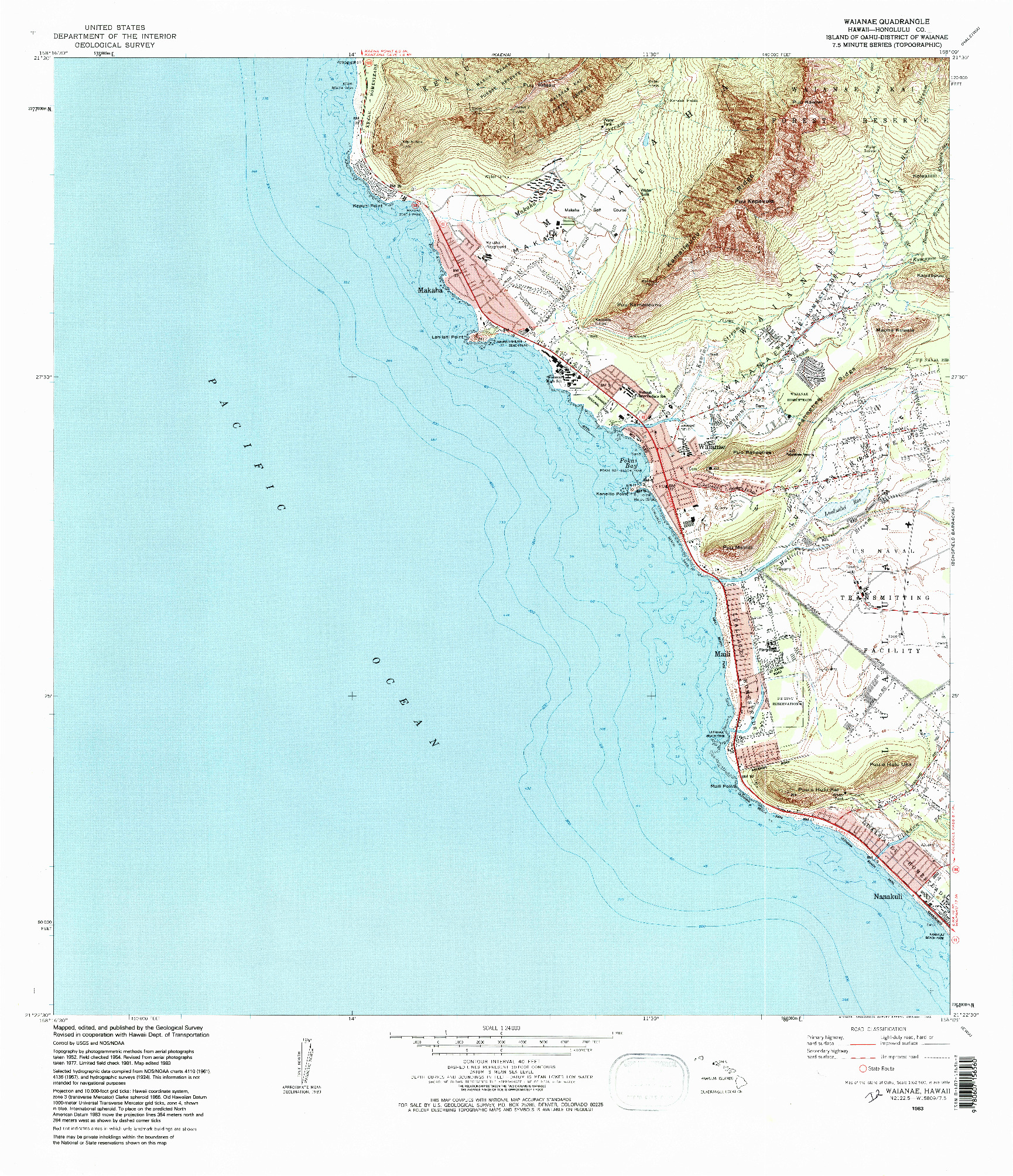 USGS 1:24000-SCALE QUADRANGLE FOR WAIANAE, HI 1983