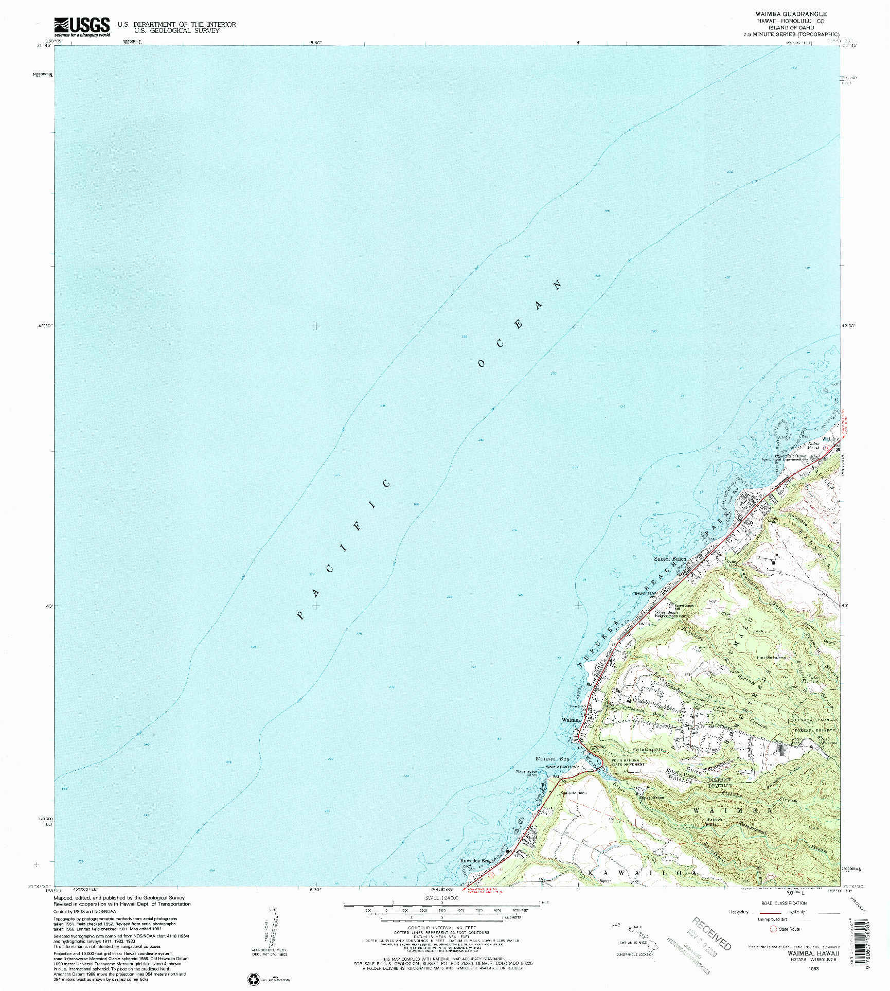 USGS 1:24000-SCALE QUADRANGLE FOR WAIMEA, HI 1983
