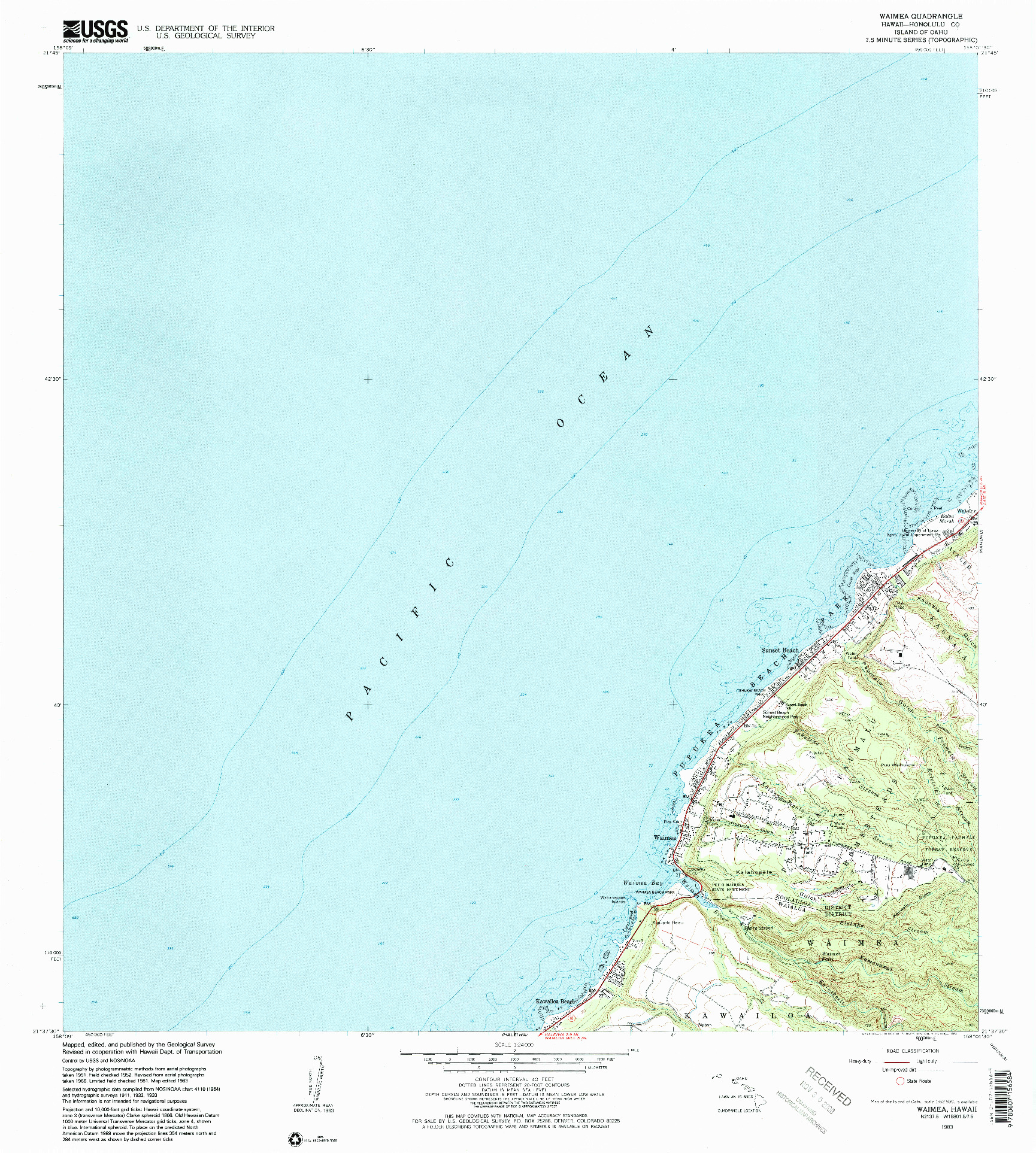 USGS 1:24000-SCALE QUADRANGLE FOR WAIMEA, HI 1983