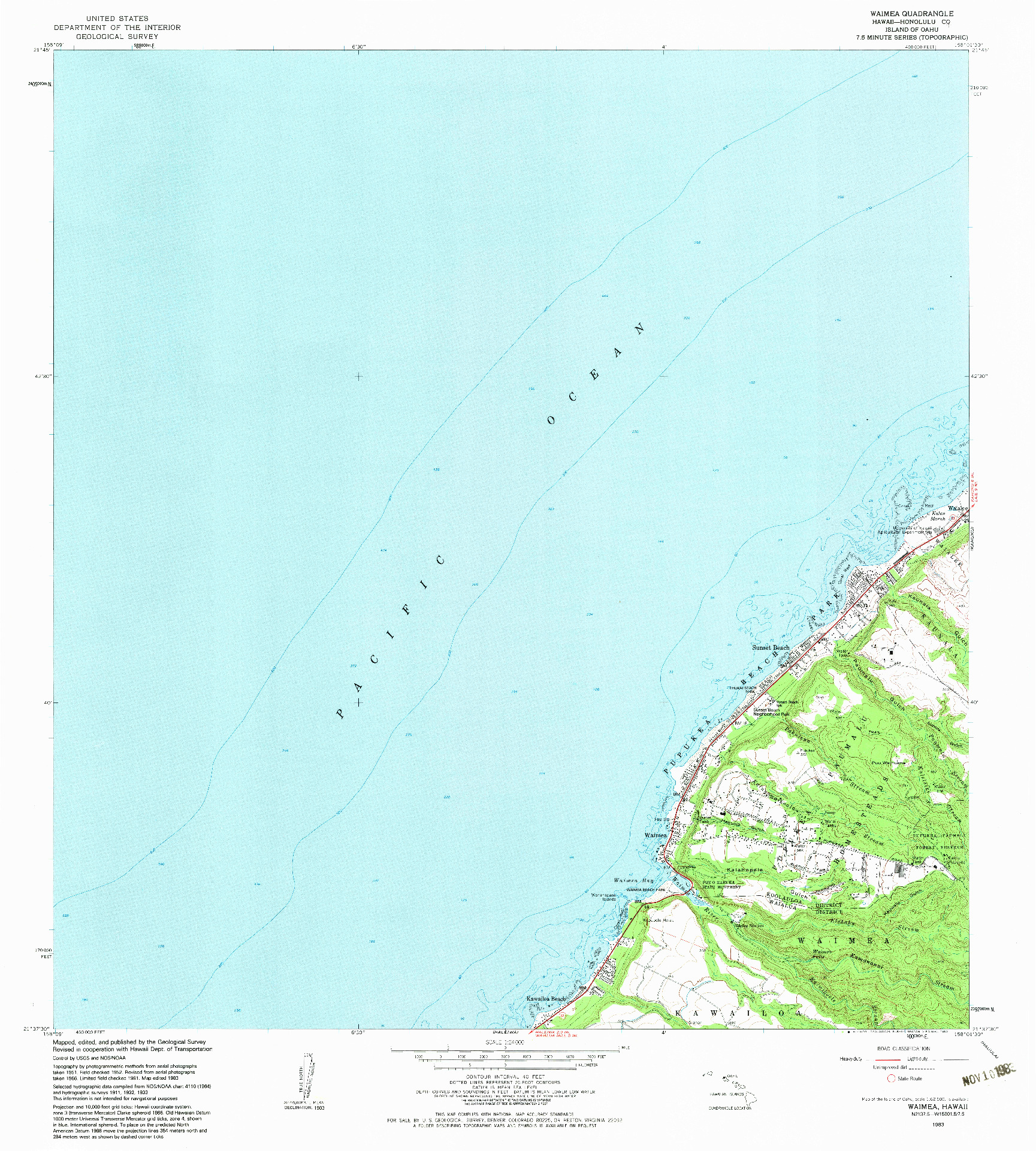 USGS 1:24000-SCALE QUADRANGLE FOR WAIMEA, HI 1983