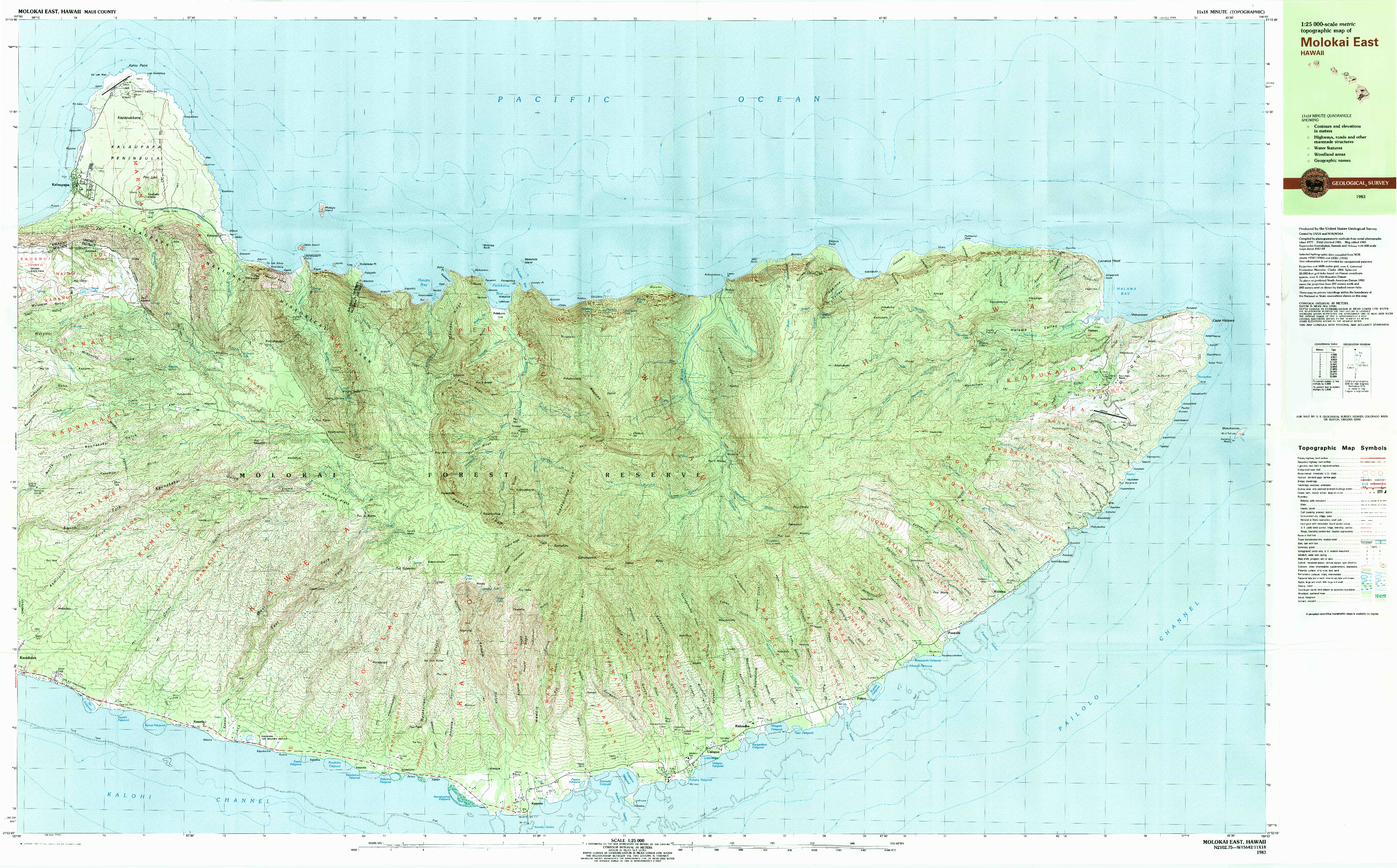 USGS 1:25000-SCALE QUADRANGLE FOR MOLOKAI EAST, HI 1983