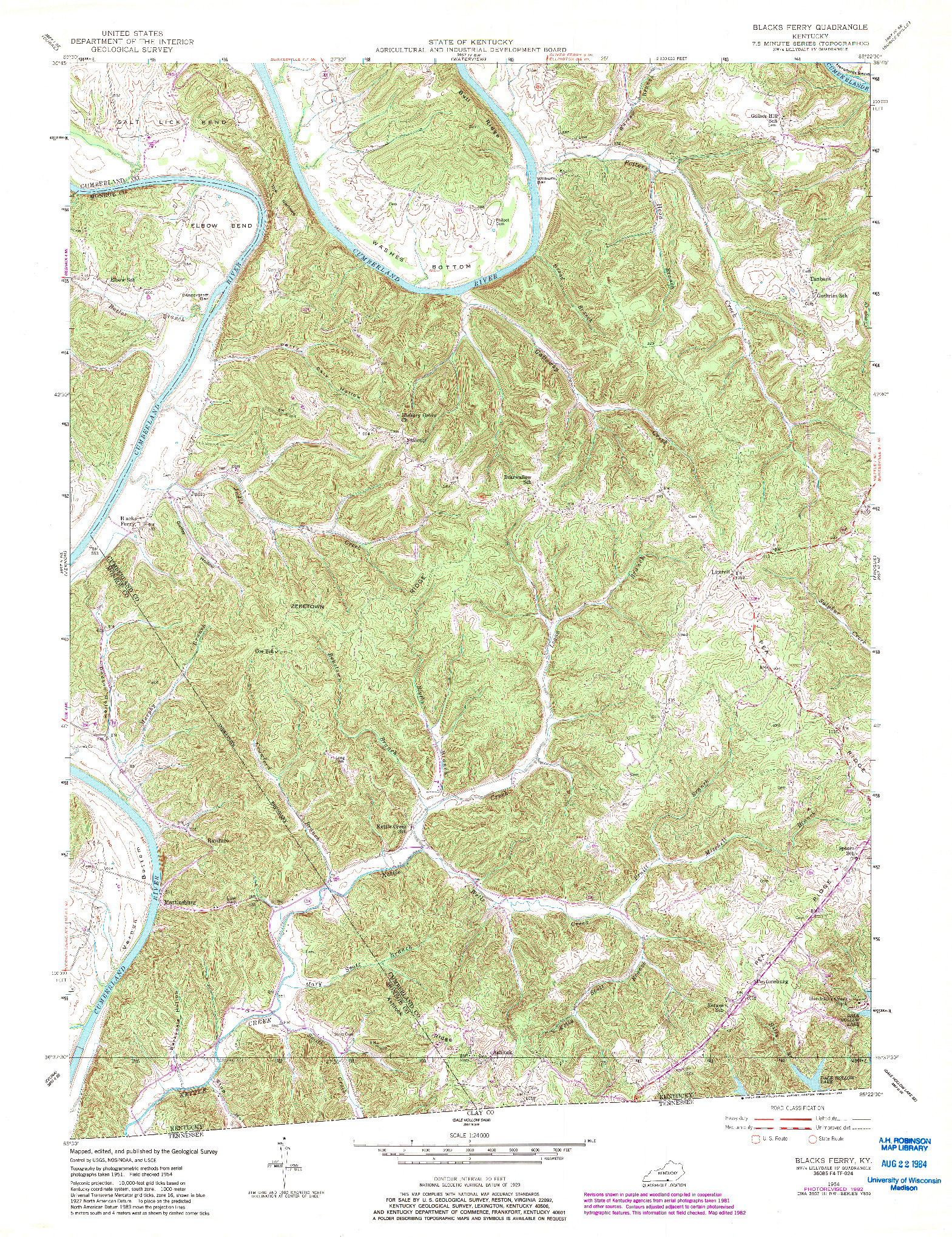 USGS 1:24000-SCALE QUADRANGLE FOR BLACKS FERRY, KY 1954