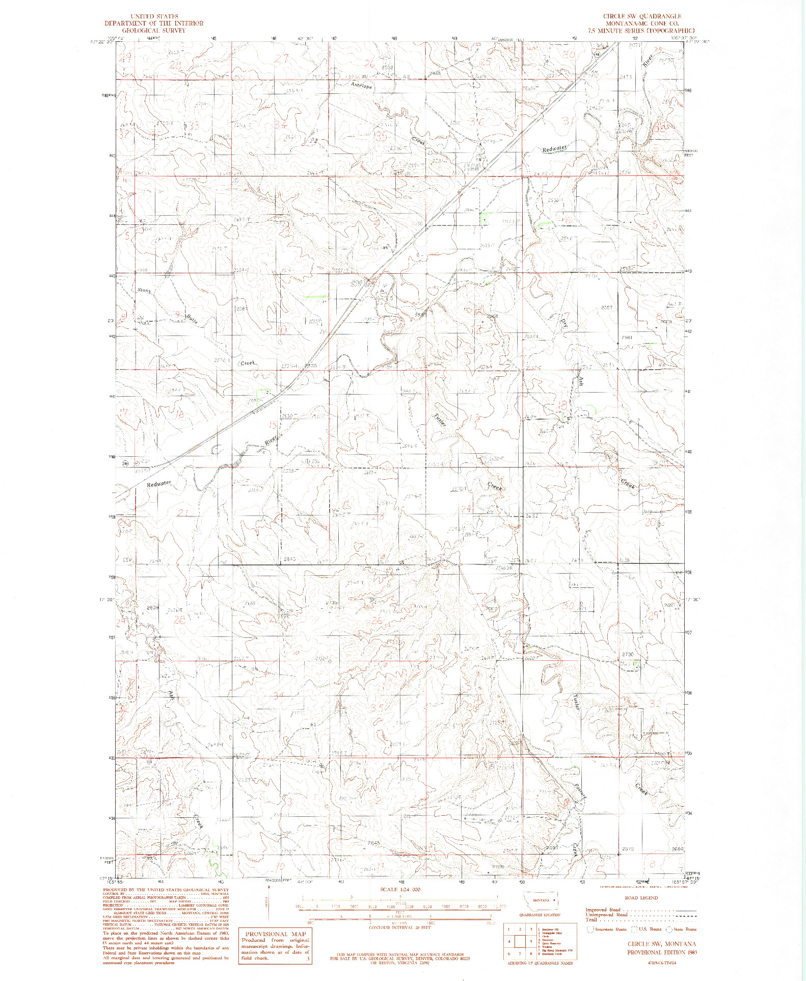 USGS 1:24000-SCALE QUADRANGLE FOR CIRCLE SW, MT 1983