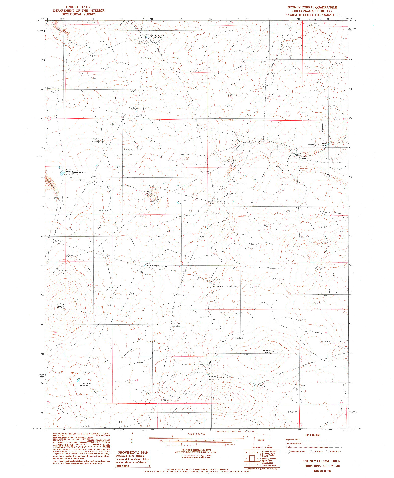 USGS 1:24000-SCALE QUADRANGLE FOR STONEY CORRAL, OR 1982