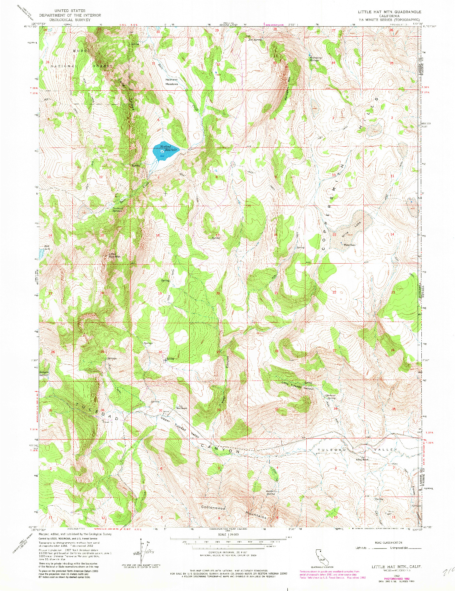 USGS 1:24000-SCALE QUADRANGLE FOR LITTLE HAT MTN, CA 1962