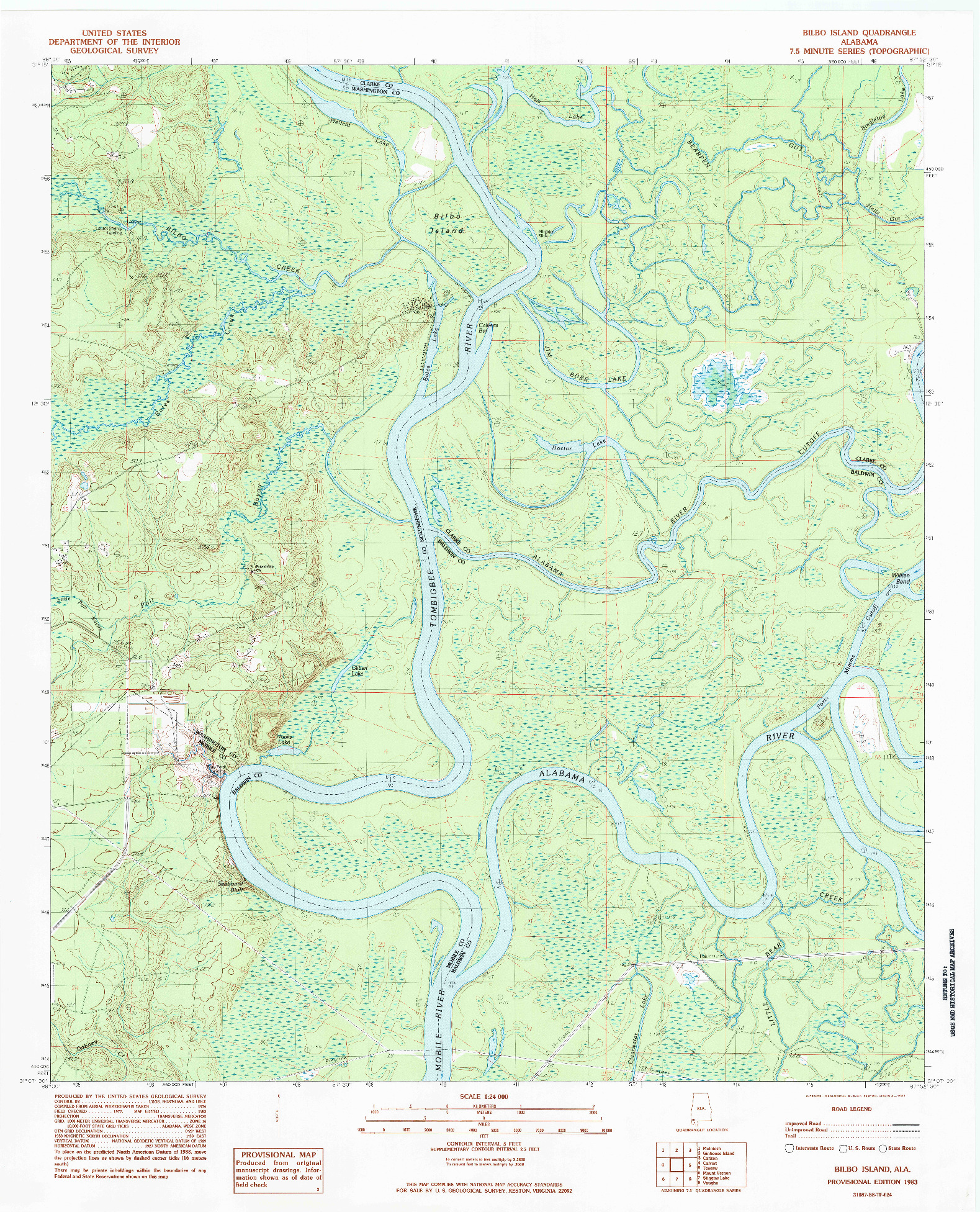 USGS 1:24000-SCALE QUADRANGLE FOR BILBO ISLAND, AL 1983