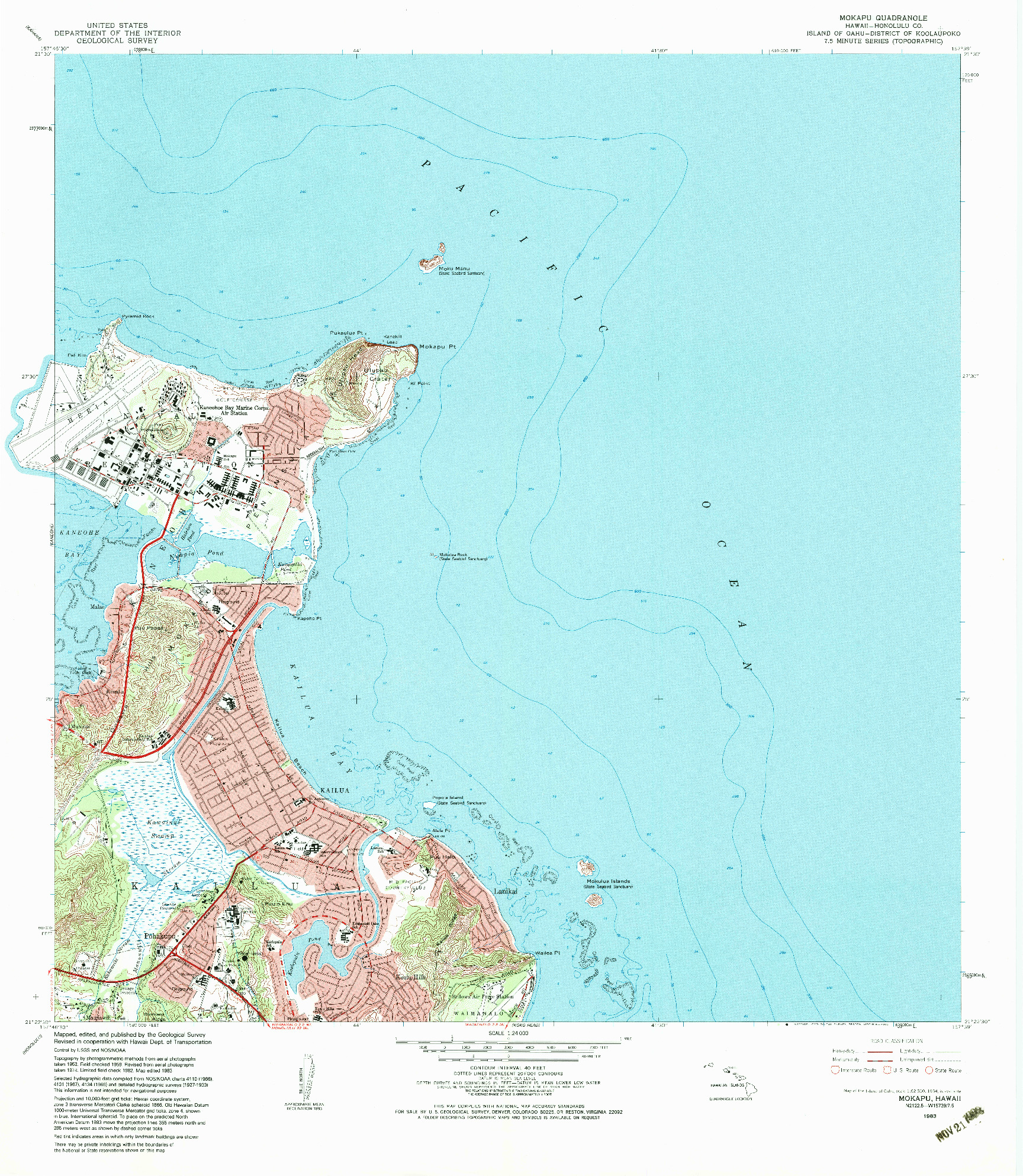 USGS 1:24000-SCALE QUADRANGLE FOR MOKAPU, HI 1983