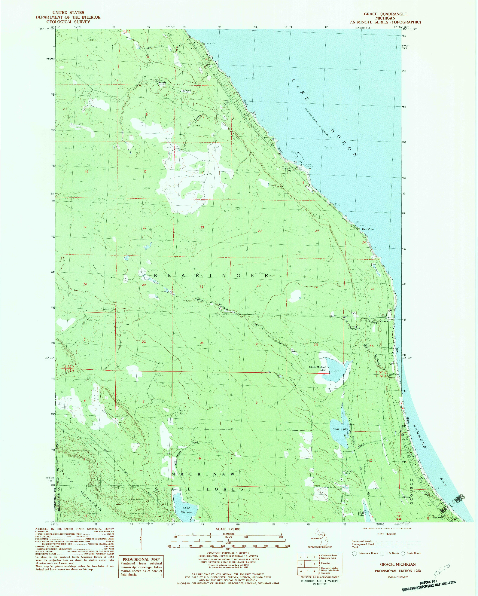 USGS 1:24000-SCALE QUADRANGLE FOR GRACE, MI 1982