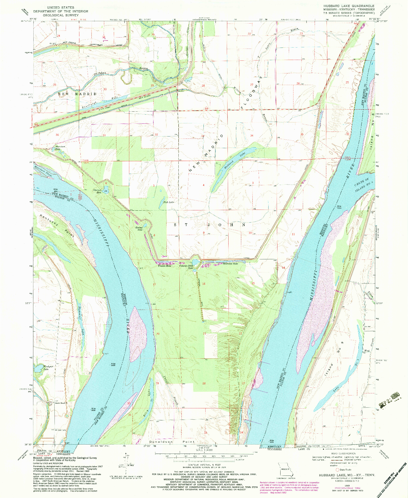 USGS 1:24000-SCALE QUADRANGLE FOR HUBBARD LAKE, MO 1969