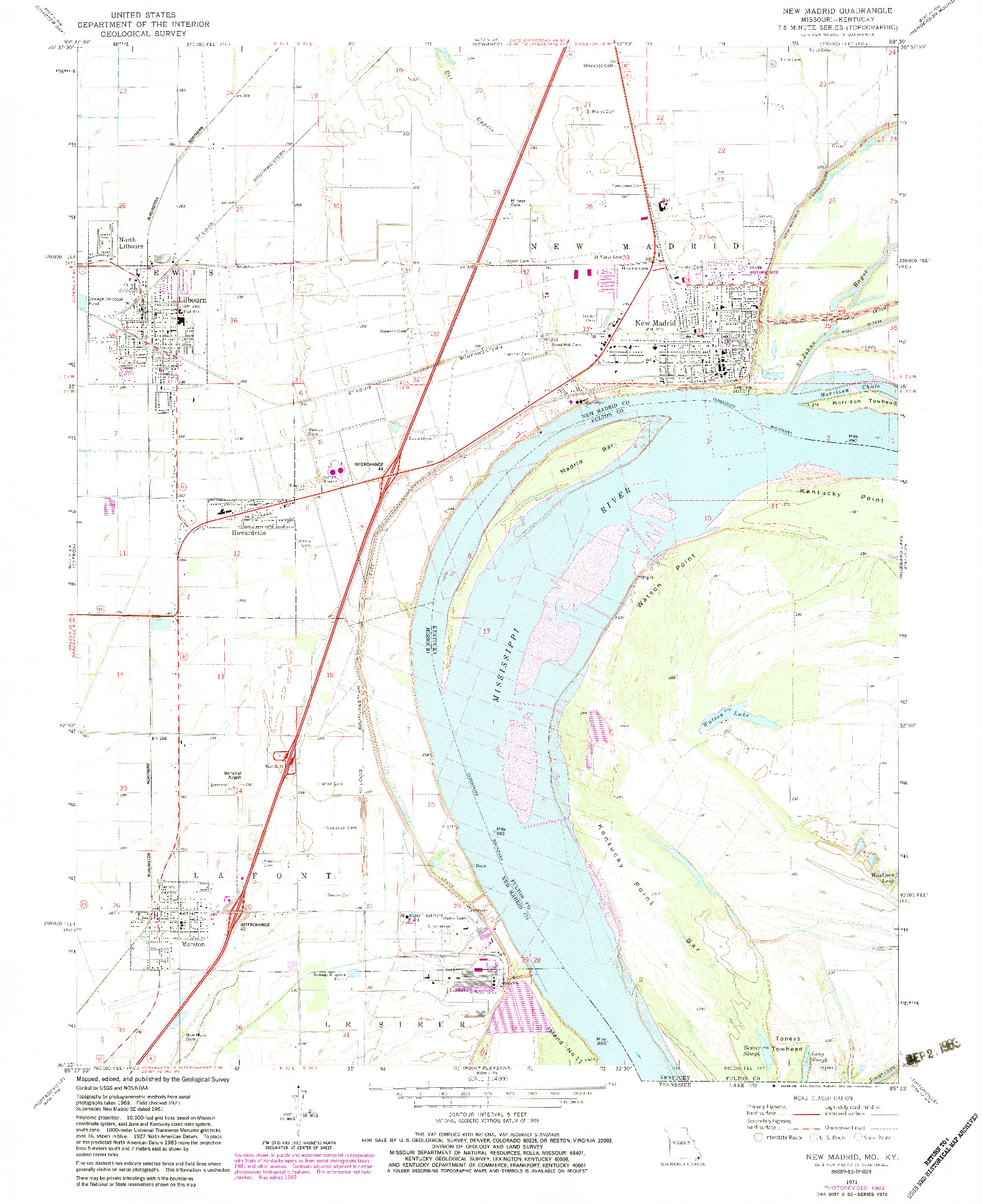 USGS 1:24000-SCALE QUADRANGLE FOR NEW MADRID, MO 1971