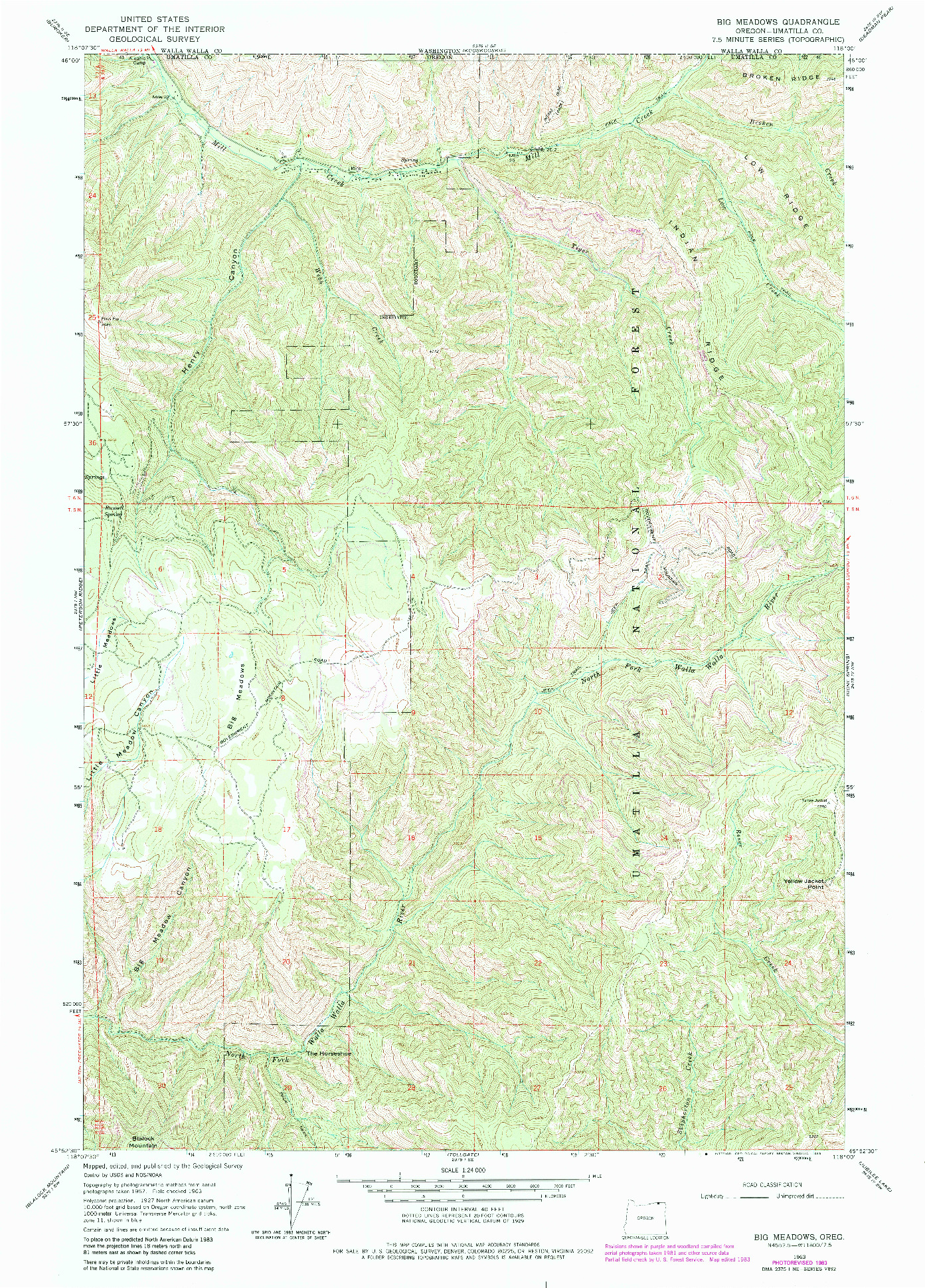 USGS 1:24000-SCALE QUADRANGLE FOR BIG MEADOWS, OR 1963