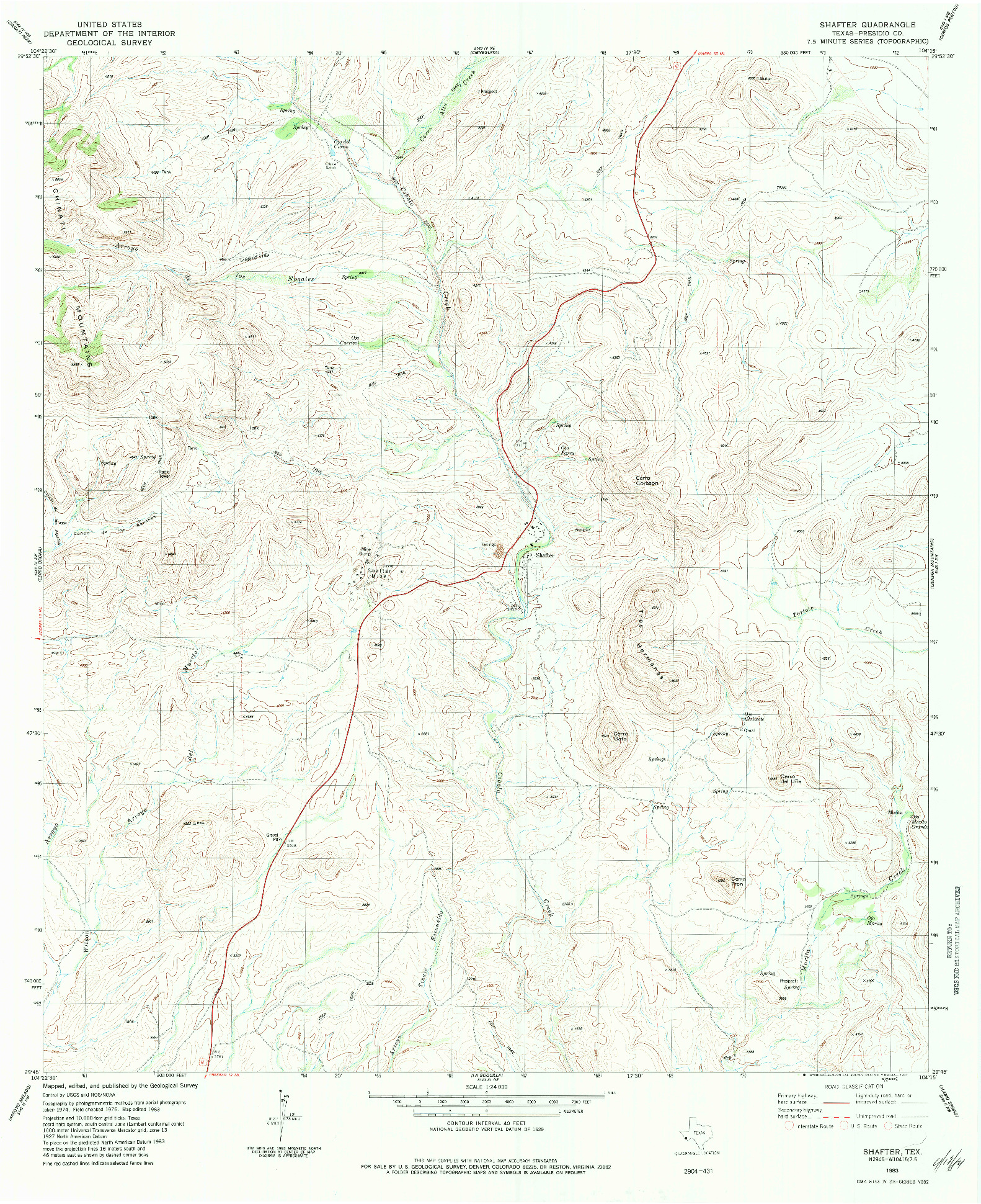 USGS 1:24000-SCALE QUADRANGLE FOR SHAFTER, TX 1983