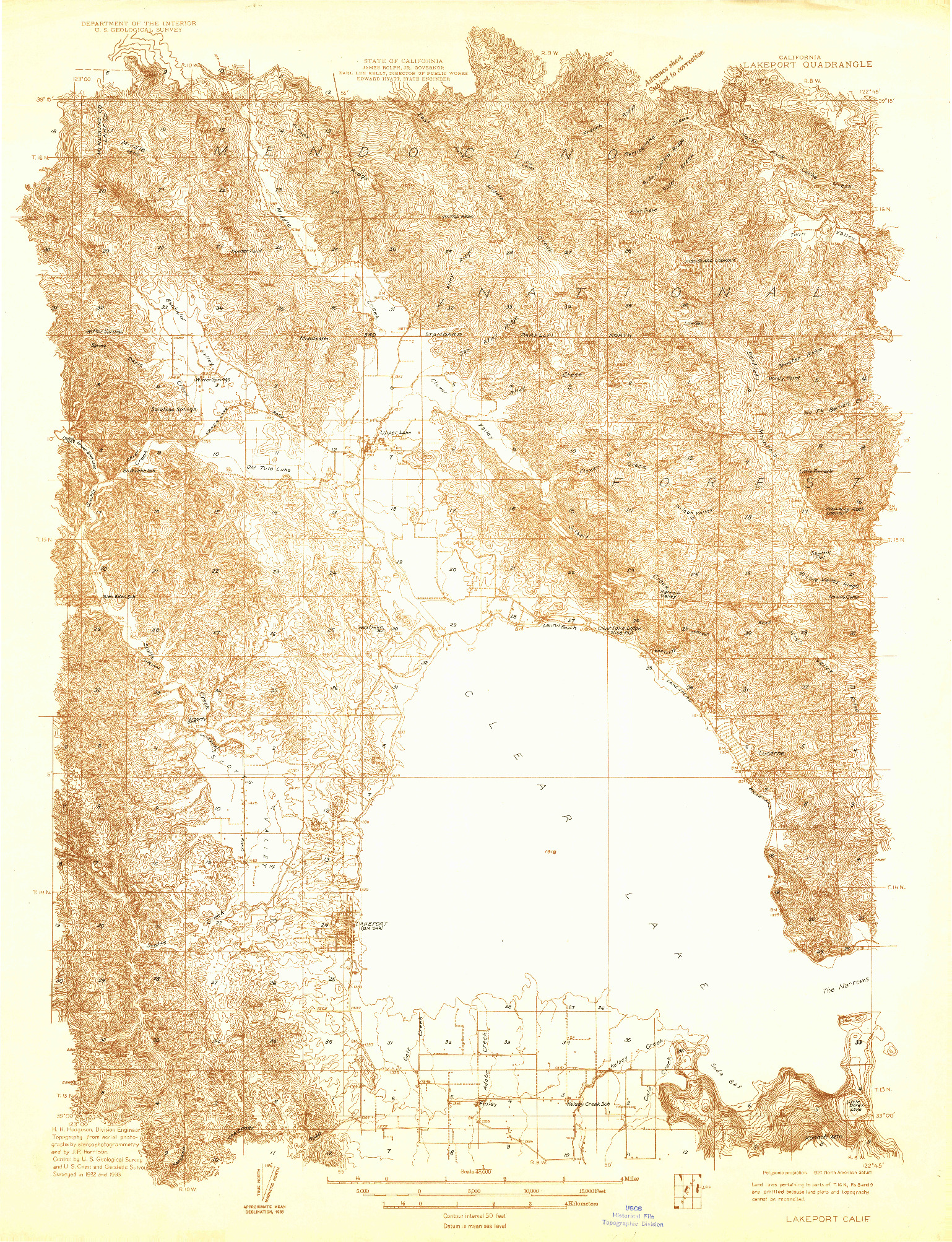 USGS 1:48000-SCALE QUADRANGLE FOR LAKEPORT, CA 1983