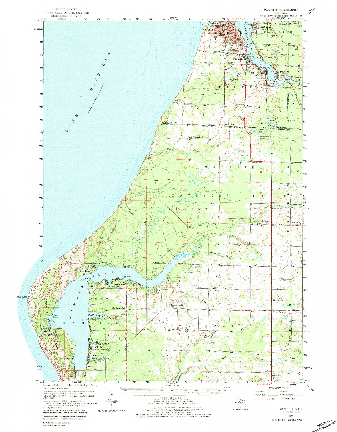 USGS 1:62500-SCALE QUADRANGLE FOR MANISTEE, MI 1958