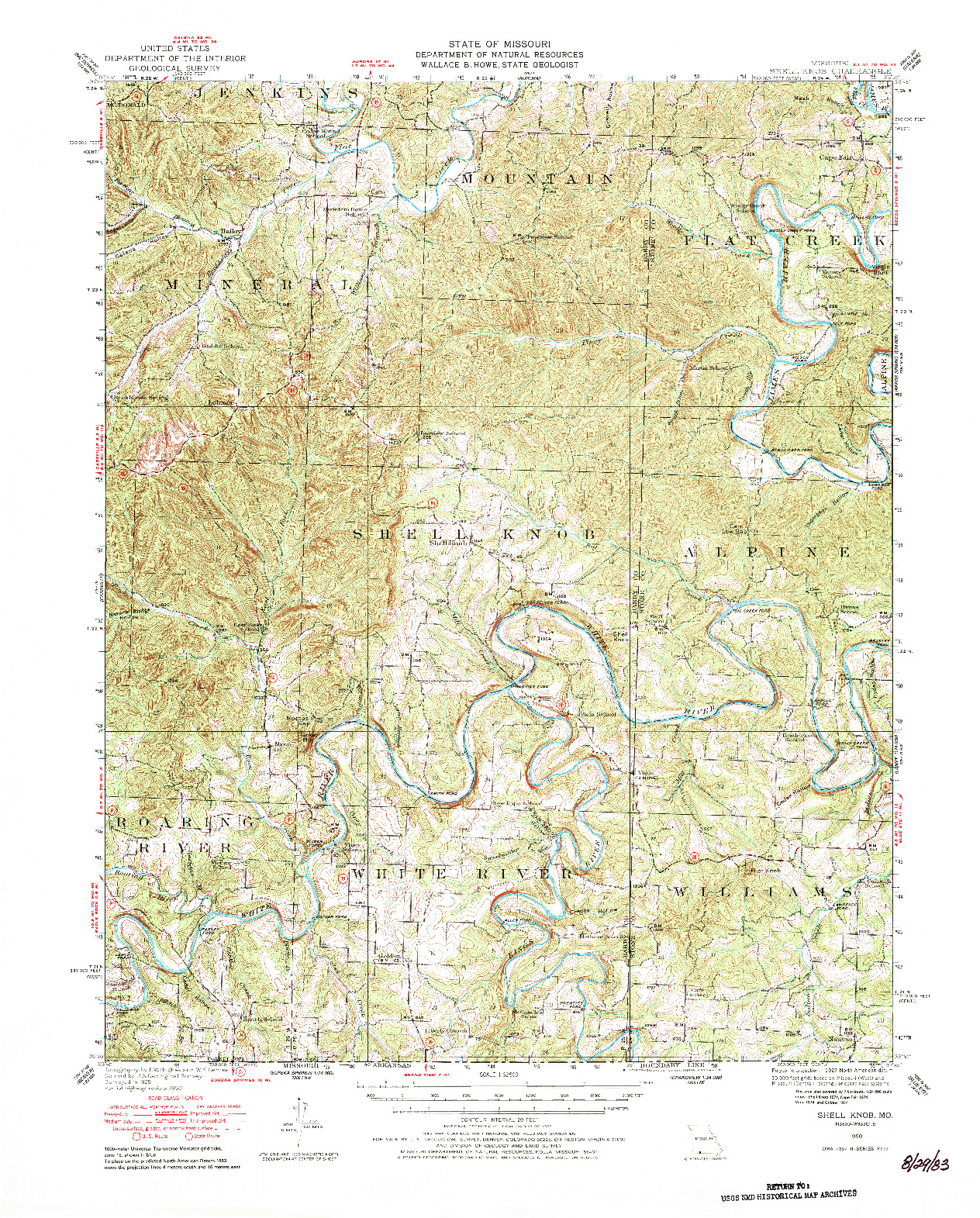 USGS 1:62500-SCALE QUADRANGLE FOR SHELL KNOB, MO 1950