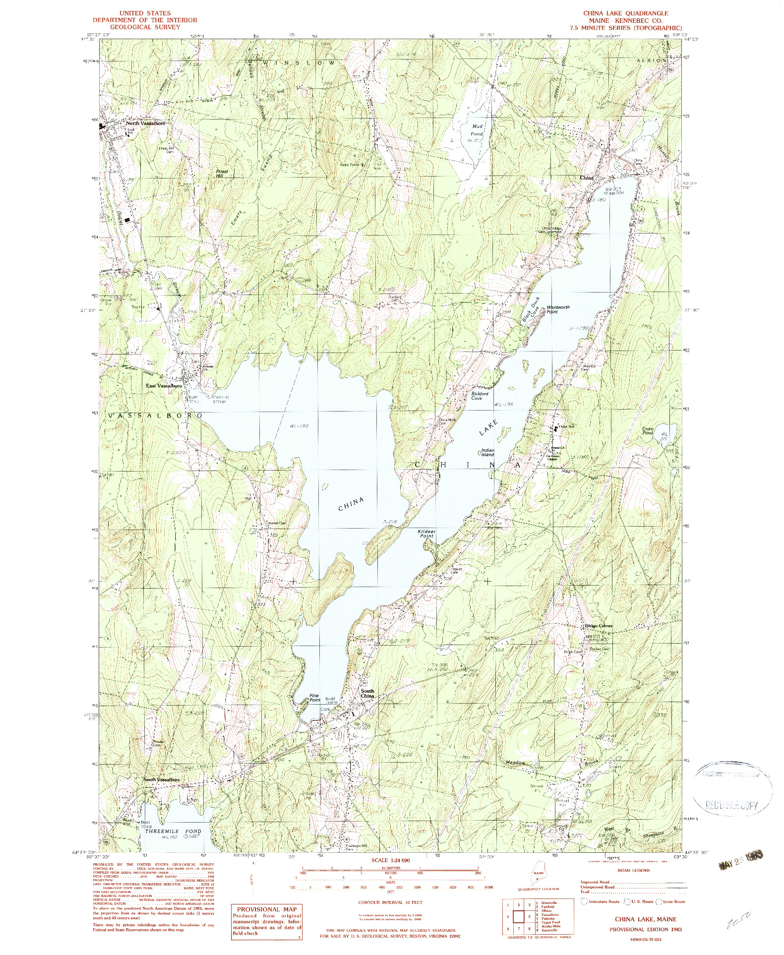 USGS 1:24000-SCALE QUADRANGLE FOR CHINA LAKE, ME 1983