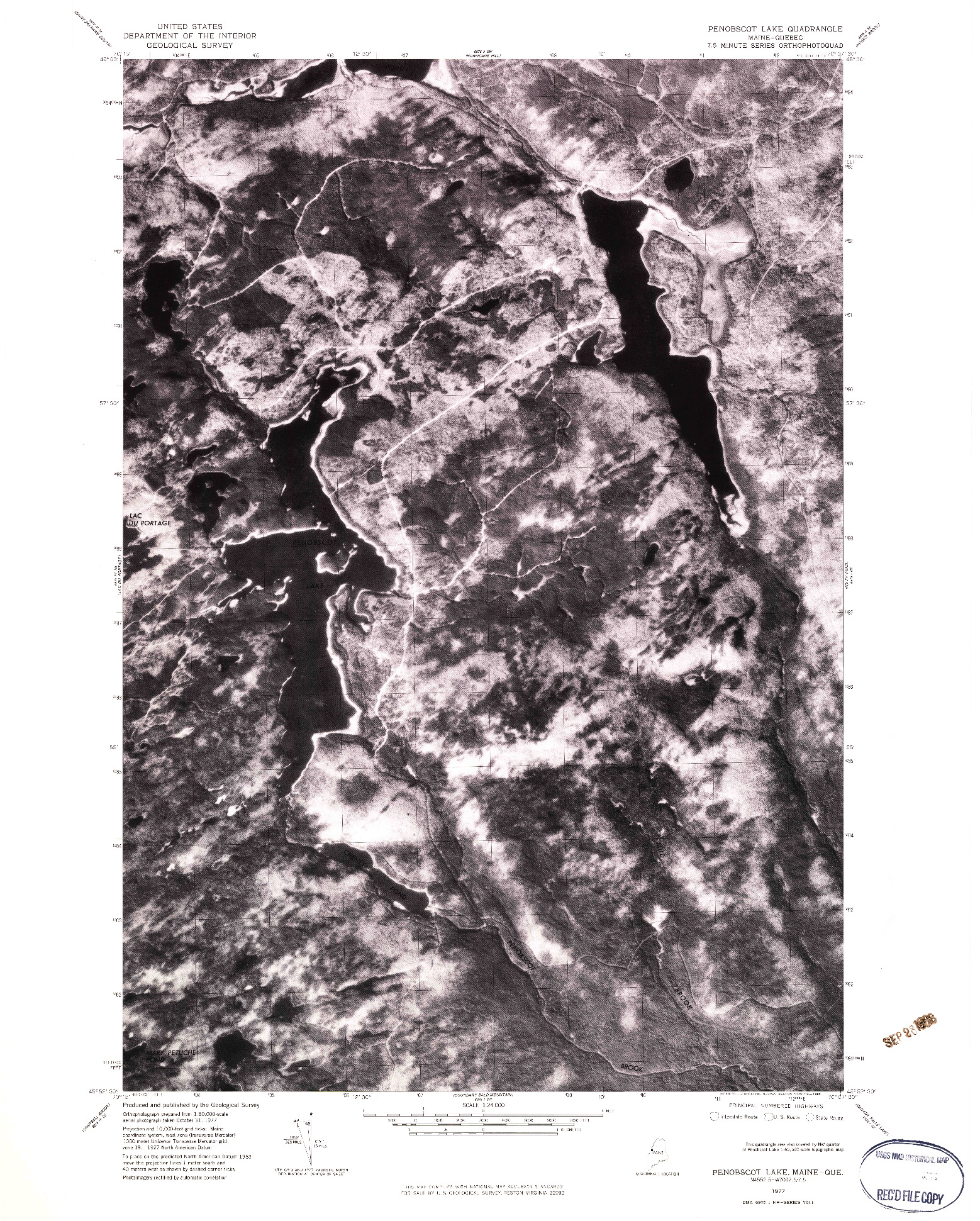 USGS 1:24000-SCALE QUADRANGLE FOR PENOBSCOT LAKE, ME 1977