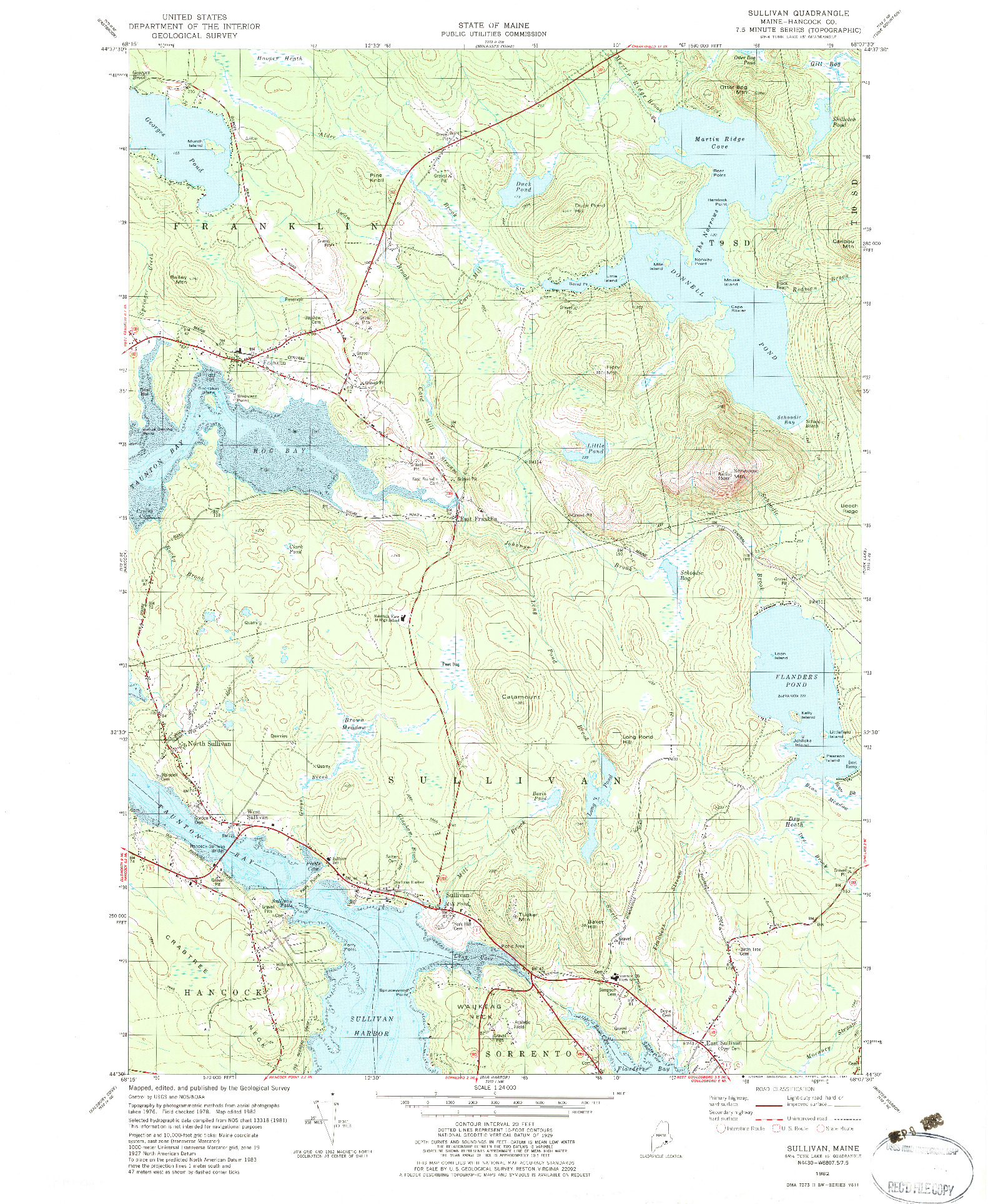 USGS 1:24000-SCALE QUADRANGLE FOR SULLIVAN, ME 1982