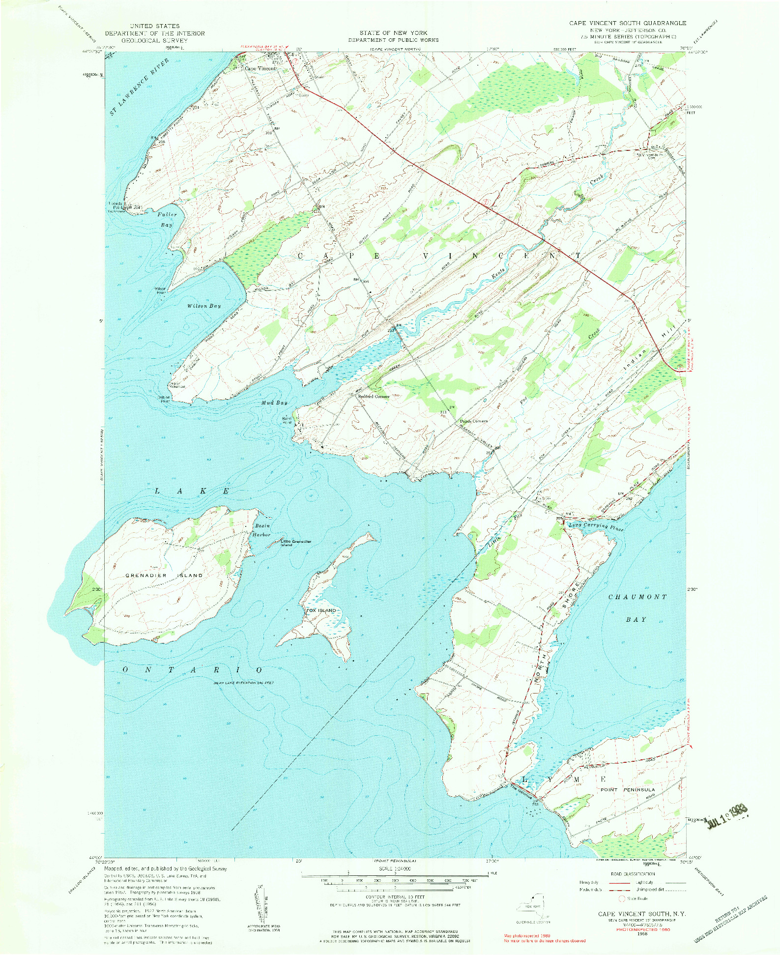 USGS 1:24000-SCALE QUADRANGLE FOR CAPE VINCENT SOUTH, NY 1958