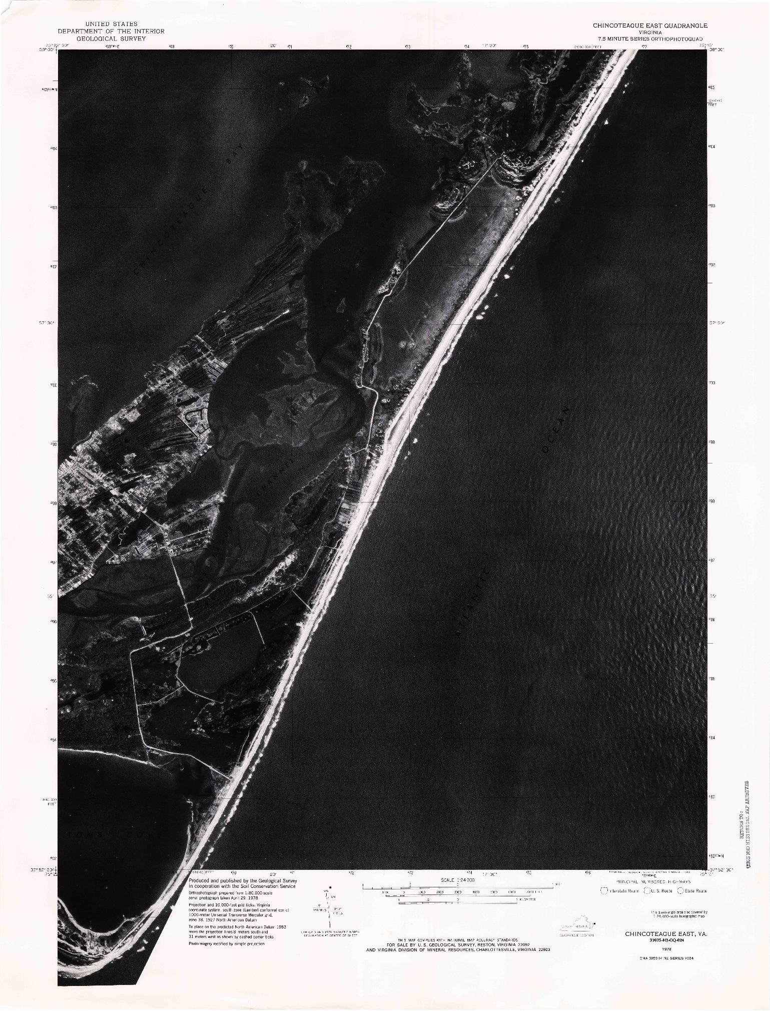 USGS 1:24000-SCALE QUADRANGLE FOR CHINCOTEAGUE EAST, VA 1978