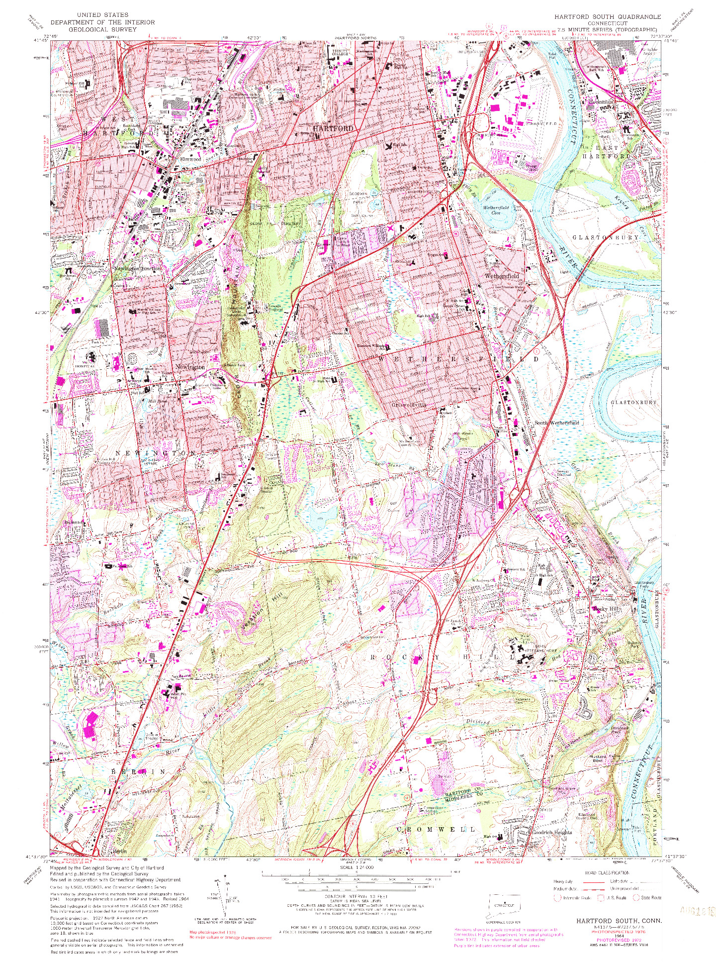 USGS 1:24000-SCALE QUADRANGLE FOR HARTFORD SOUTH, CT 1964