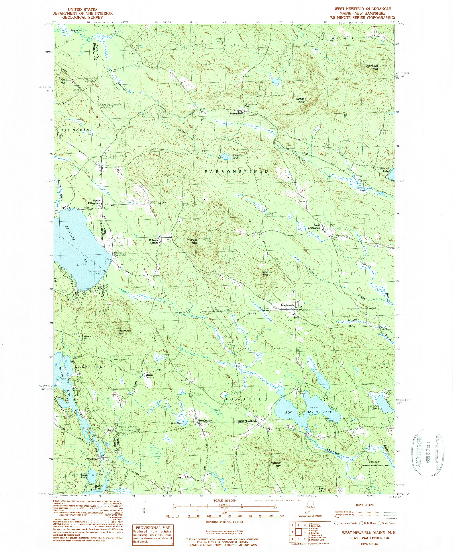 USGS 1:24000-SCALE QUADRANGLE FOR WEST NEWFIELD, ME 1983