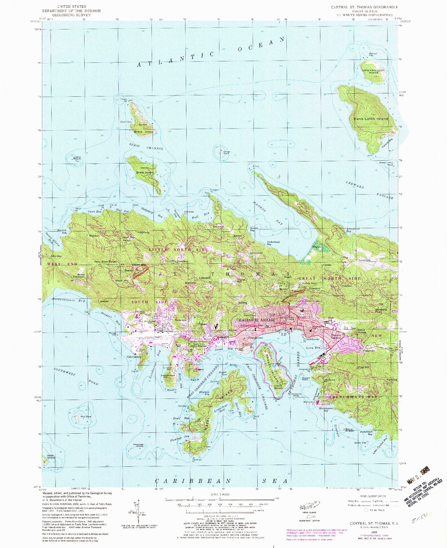 USGS 1:24000-SCALE QUADRANGLE FOR CENTRAL ST. THOMAS, VI 1955