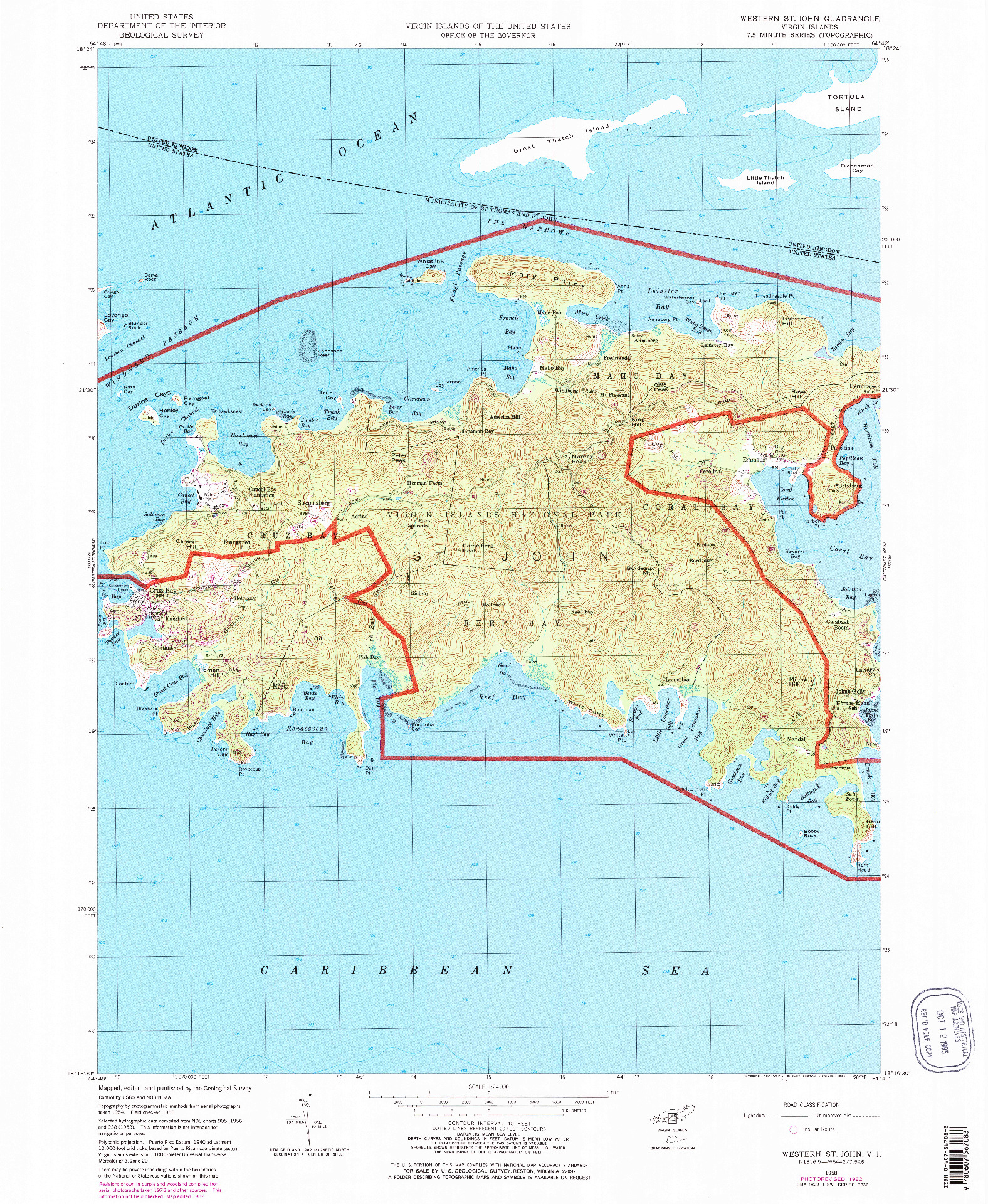 USGS 1:24000-SCALE QUADRANGLE FOR WESTERN ST. JOHN, VI 1958