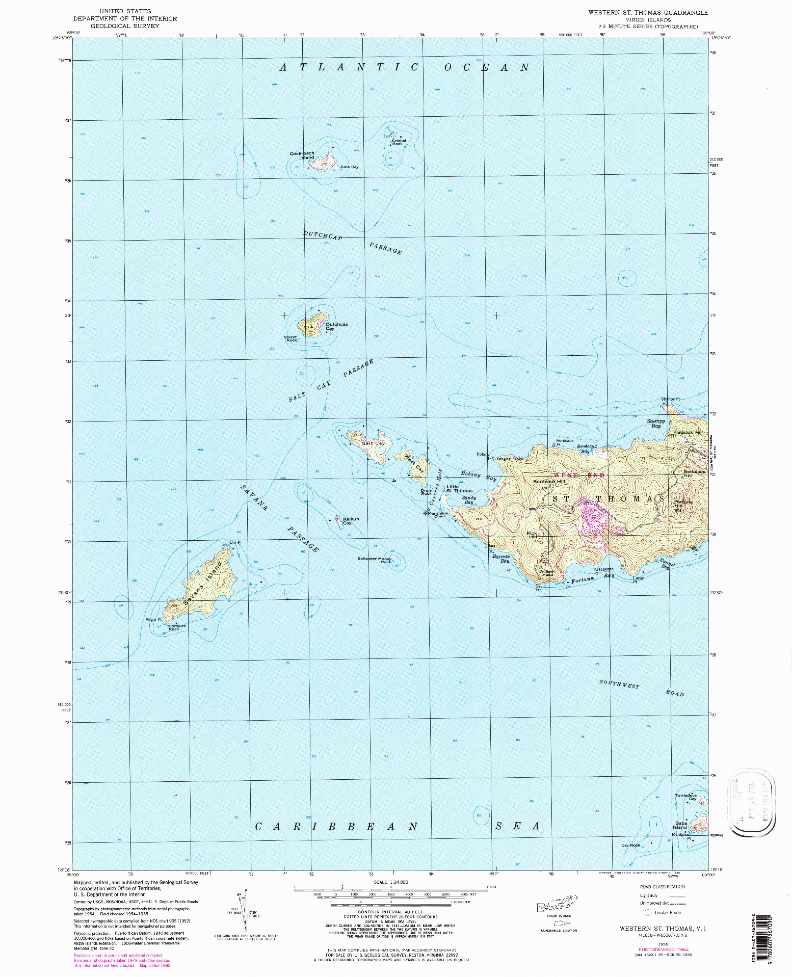 USGS 1:24000-SCALE QUADRANGLE FOR WESTERN ST. THOMAS, VI 1955